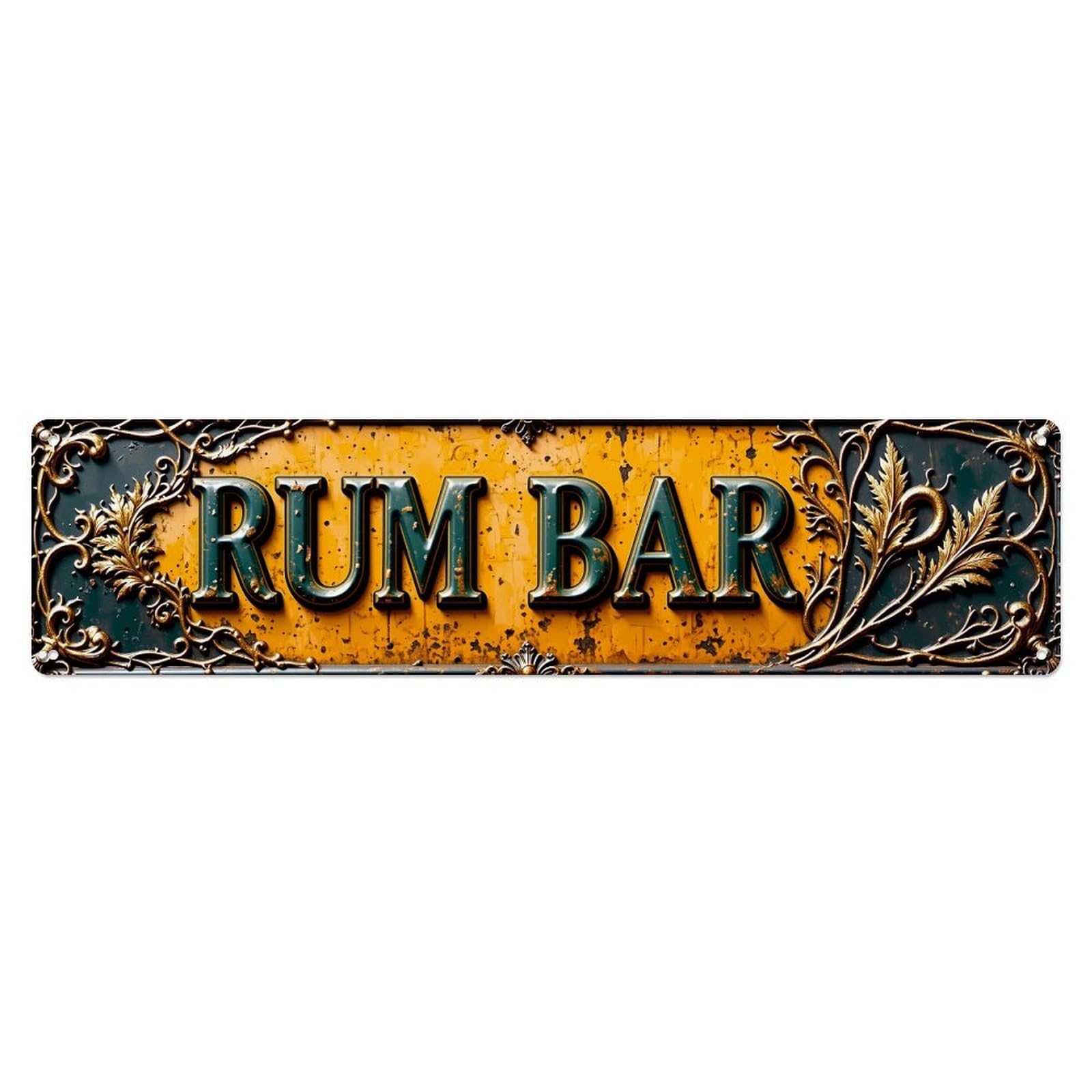 Jdyaojiesheng Vintage Rum Bar Sign Pattern Tin Sign Retro Metal Wall Decor Metal Poster, Home Bar Garage Farmhouse Cafe Wall Art Decoration 4X16inch