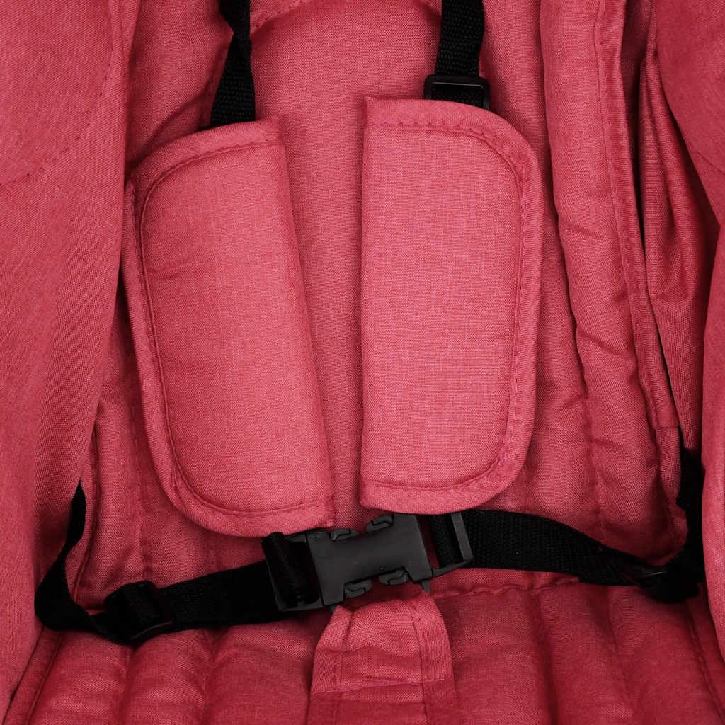 vidaXL Carrito para Gemelos Cochecito Sillita Gemelar Silla de Paseo Canasta Niños Reposapiés Ajustable Dosel Plegable de Acero Rojo