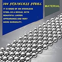 Vista 6 de Cadena de cuentas de bola de 0.079 pulgadas, cadenas extralargas de acero inoxidable de 110 pies, cadena de placa de identificación para perro