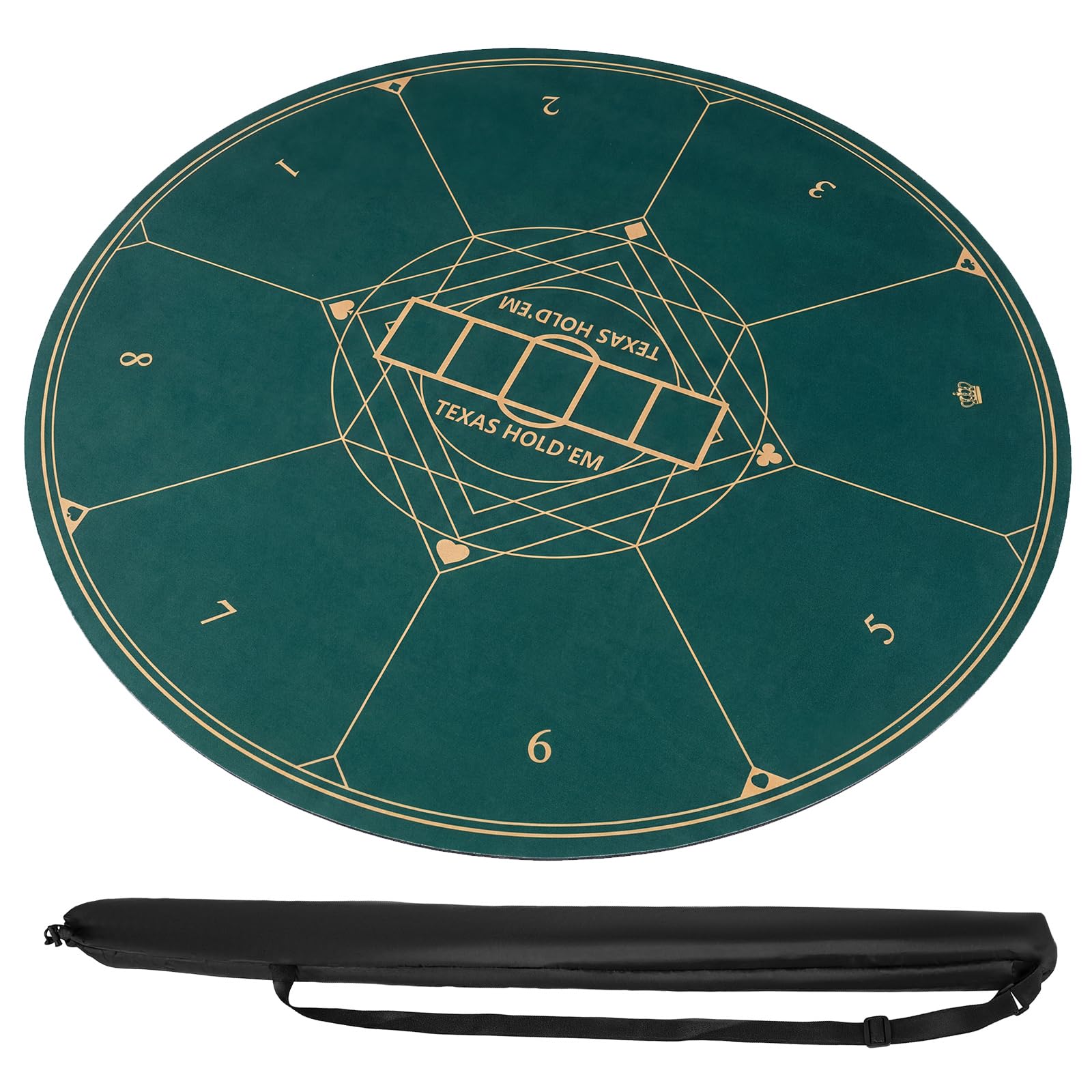 COSTWAY Tapete de Póquer Redondo para Texas Hold'em, Base de Goma Antideslizante Plegable, Bolsa de Transporte, Alfombra de Mesa de Póker de Casino para 8 Jugadores Cartas Blackjack (100 cm)