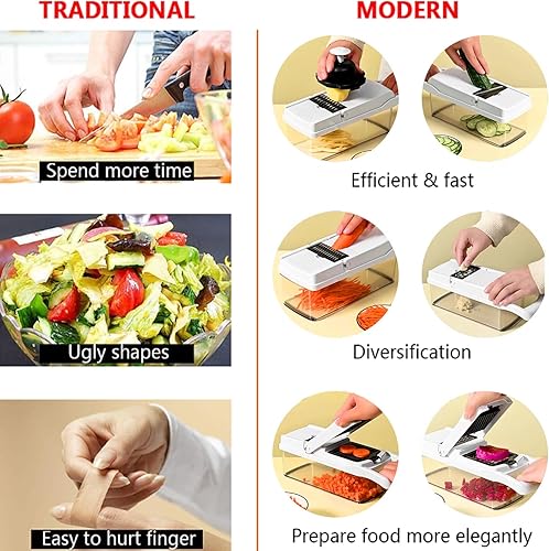 Miniatura 4 de Vegetable Chopper, Pro Onion Chopper 16 in 1 Multifunctional Veggie Chopper with Container, Food Chopper, Salad Chopper, Slicer Dicer Cutter,