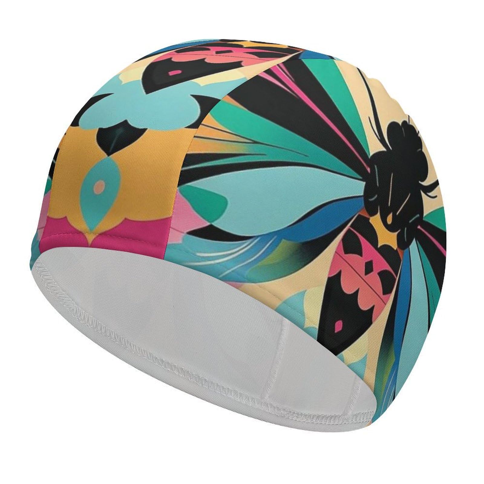 Cute and Colorful Moths Swim Cap for Women & Men High Elasticity Swimming Hat Protects Hair and Scalp, Comfortable Lightweight Bathing Caps for Long Hair