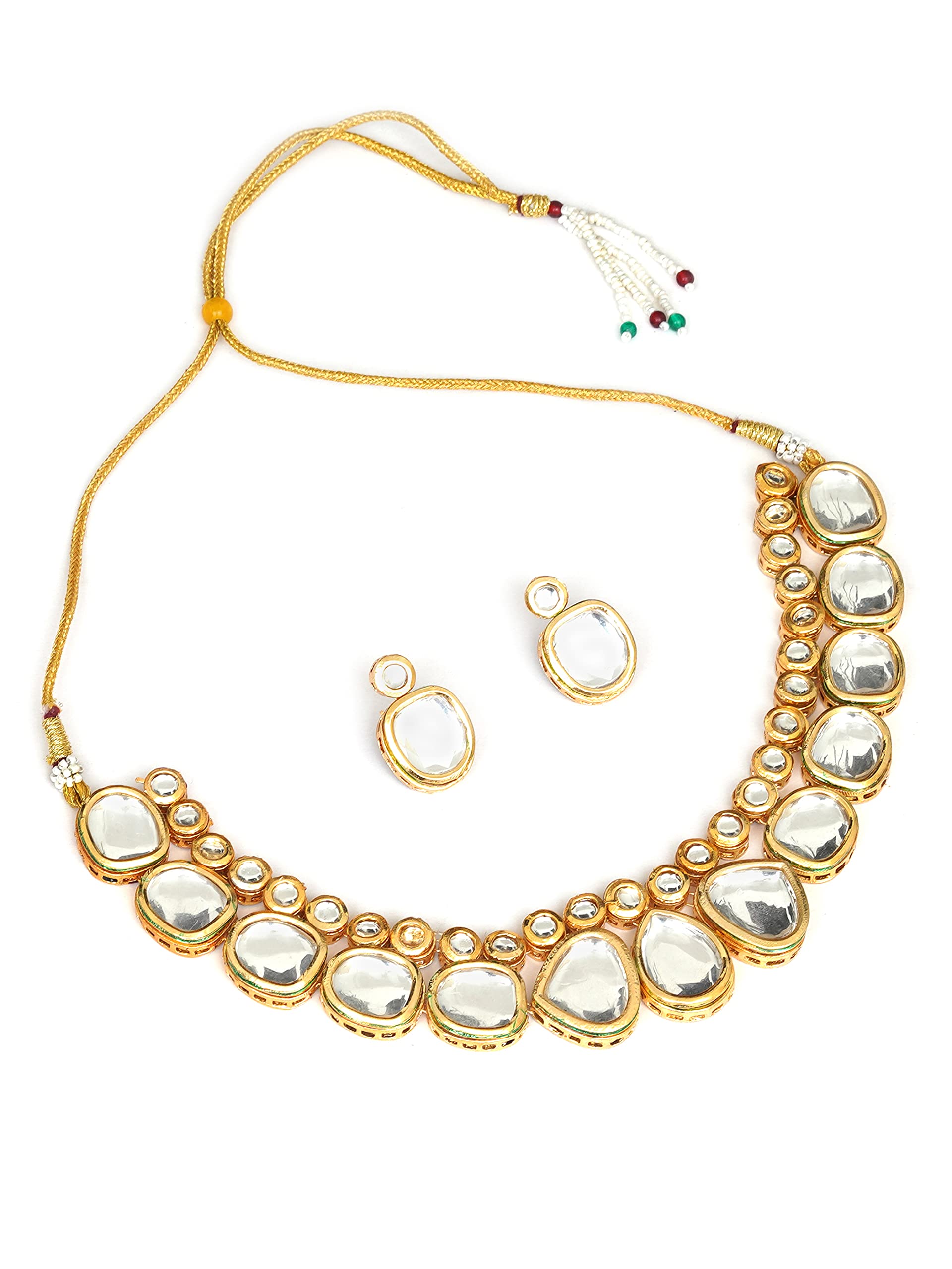 AHOORA Trendy Gold Plated Kundan Choker Necklace Set for Women/Bride/Bridesmaid (B0C396VSN4) Amazon Price History, Amazon Price Tracker