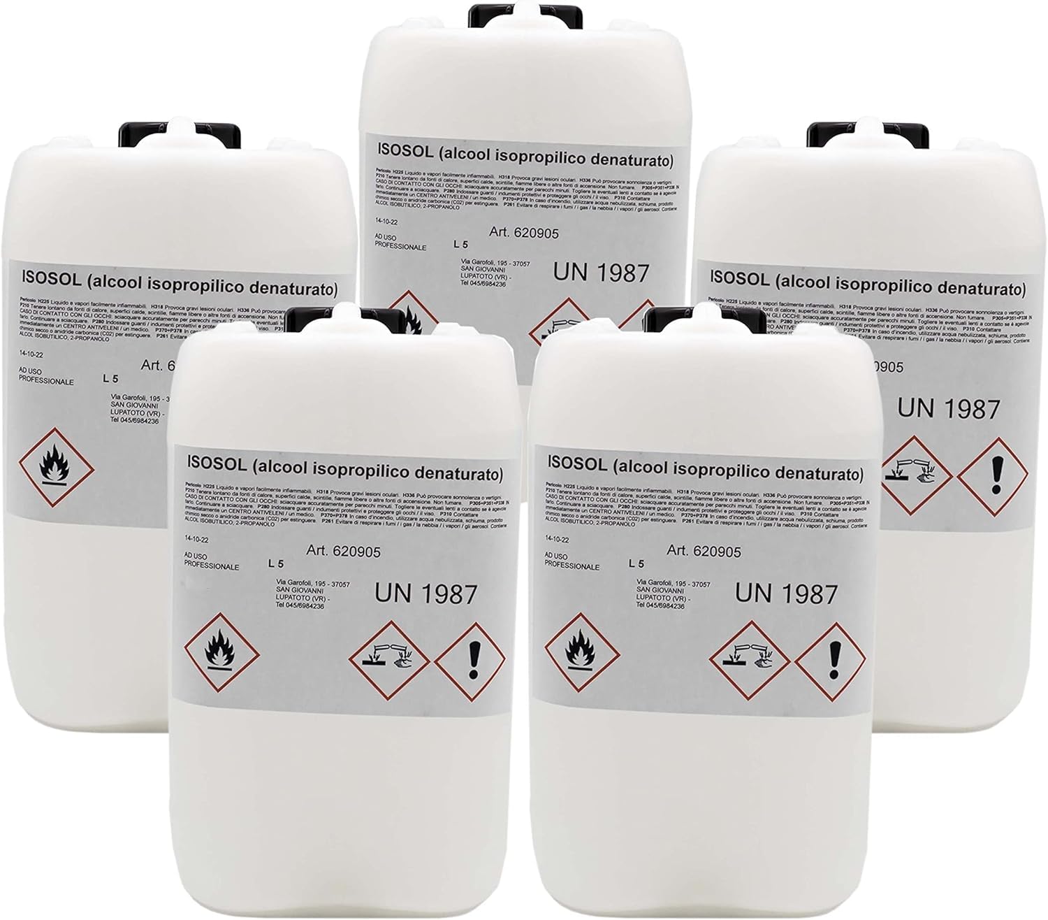SIMPLETEK - 5x Alcool Isopropilico Isopropanolo 5L Litri Puro 97% | Pulizia Ultrasuoni e Rimozione Ossido | Confezione 5 Pezzi