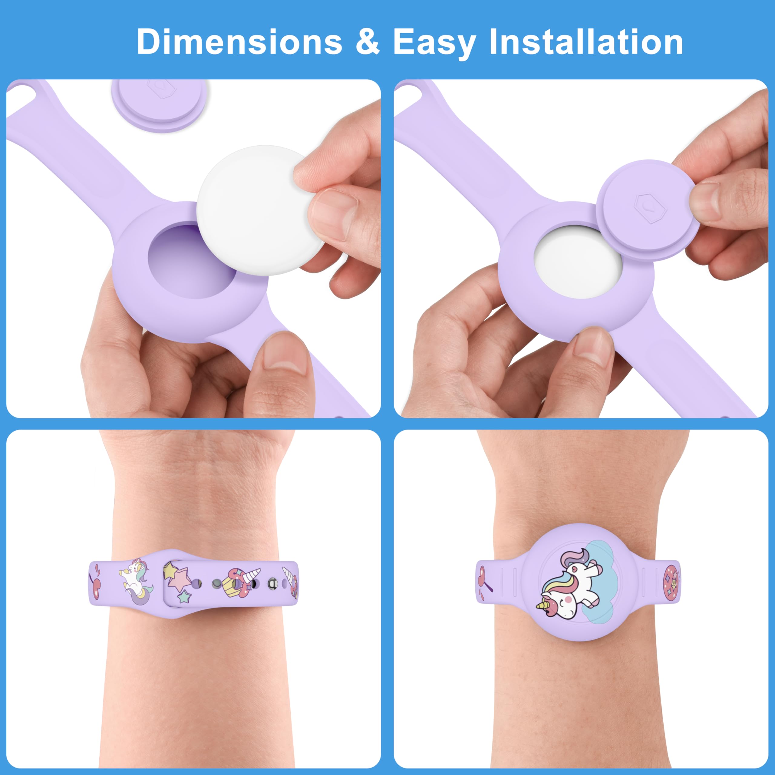 Kids Watchband Compatible with Apple Airtag, Silicone Bracelet Protective Case for AirTag, Anti-Lost Adjustable Wristband for Air Tags, GPS Wristlet Protective Cover for Child/Toddlers - 5