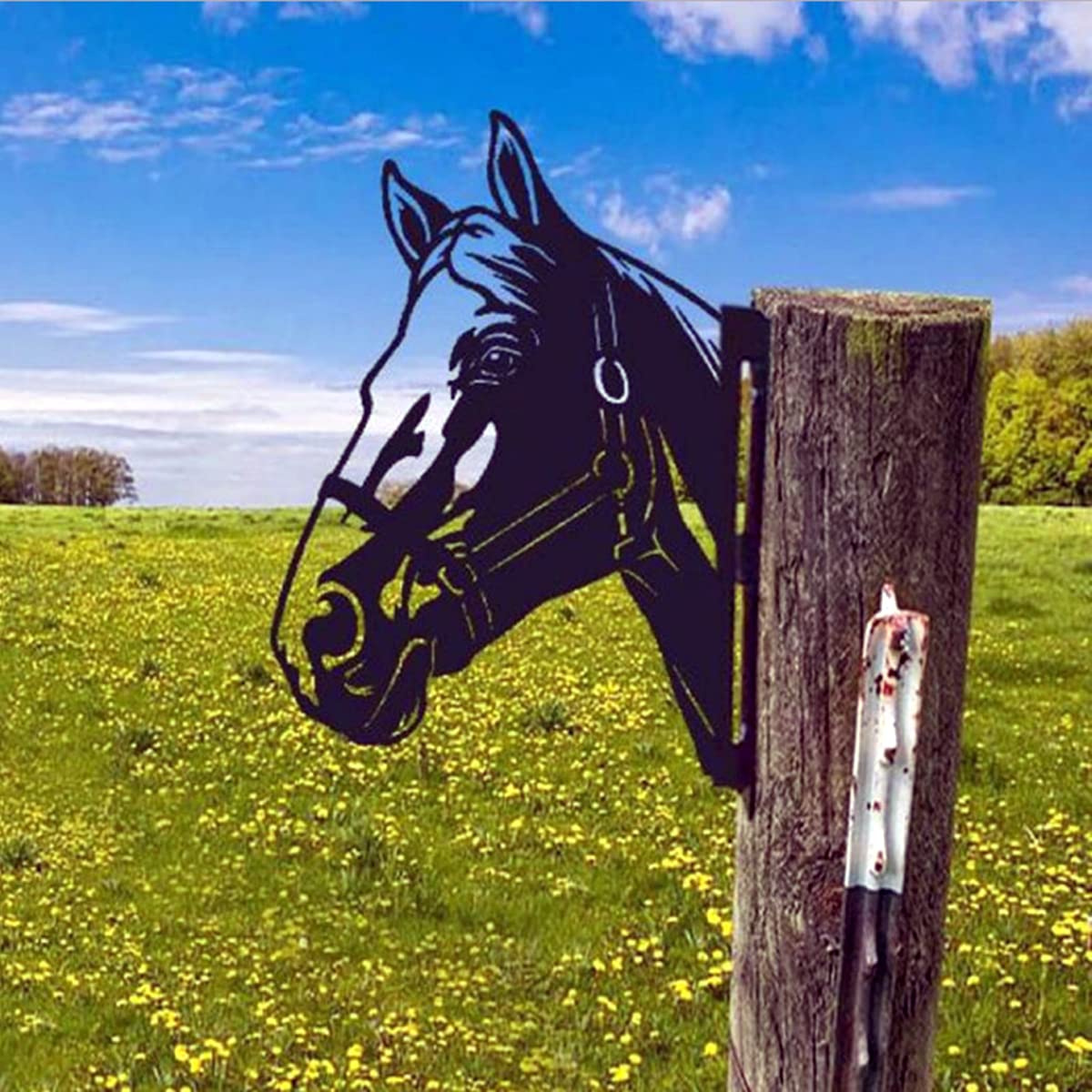 LFFY Peeping Animal Metal Art - Farm Peeping Cow Metal Art Garden Decor Outdoor Farm Backyard Patio Lawn Garden Fence Decor (6 horses), about 30cm on the longest side