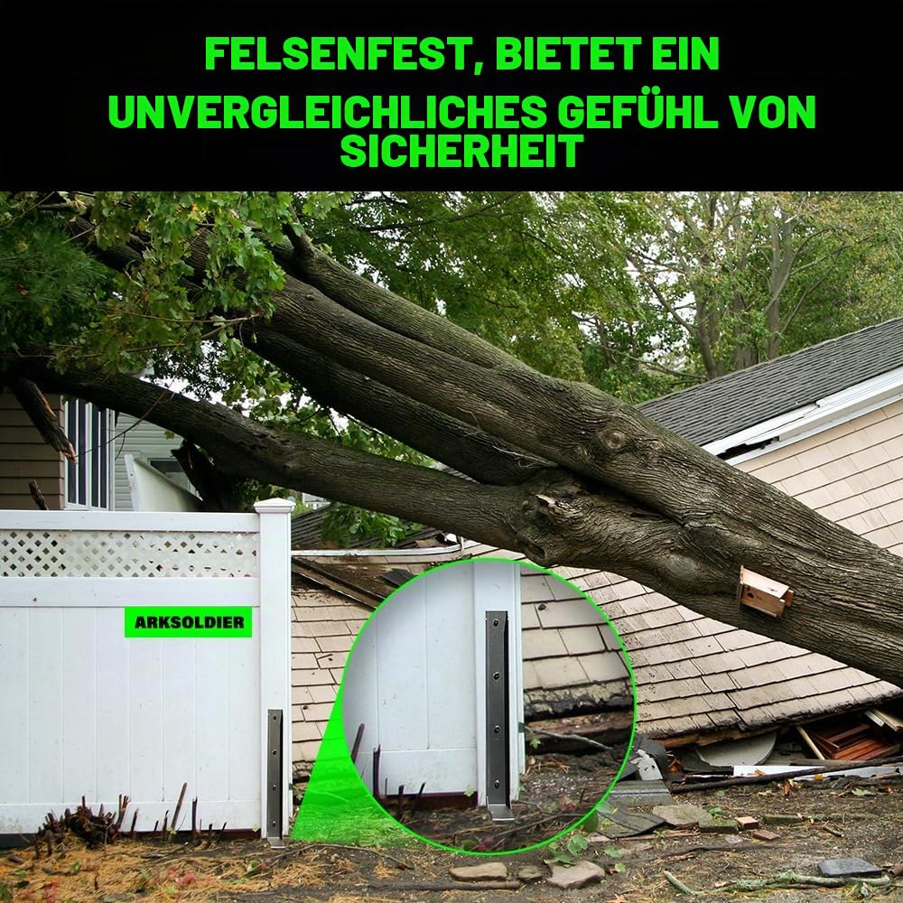 Zaunpfosten Reparaturset - für 9x9 & 10x10cm Holzpfosten, Massive Pfostenstütze aus 3mm Stahl zur Reparatur wackeliger Zäune - Installation ohne Graben ，2er-Pack