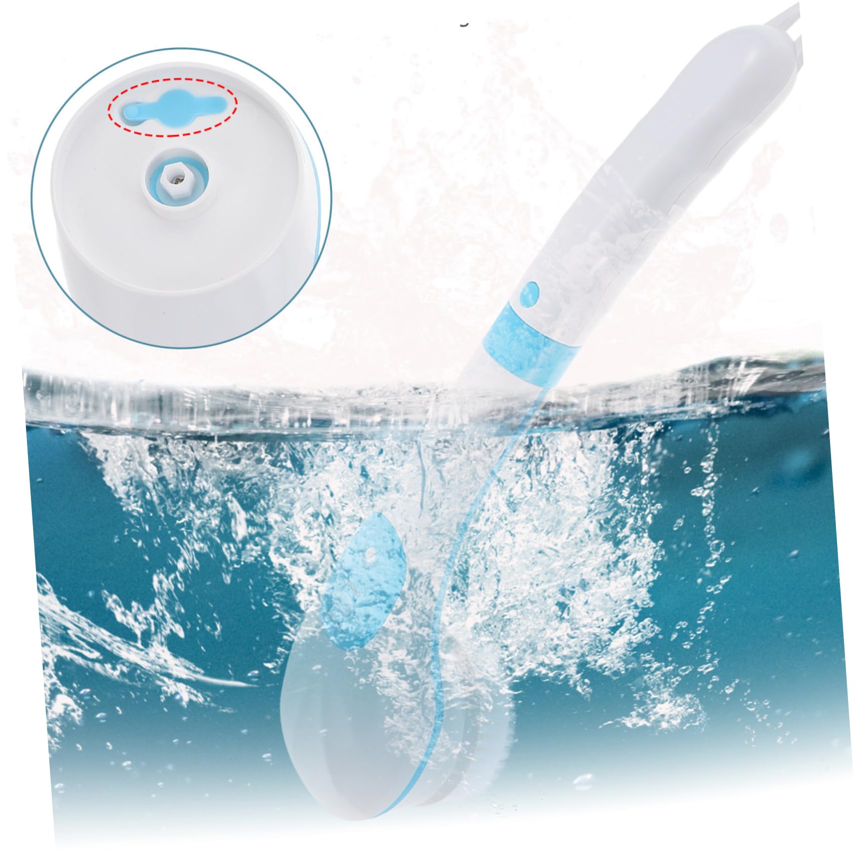 Mikinona Elektrische Rotationsbürste mit Langem Griff Rückenmassagebürste für Dusche Blau ABS Material Inkl Bürstenkopf