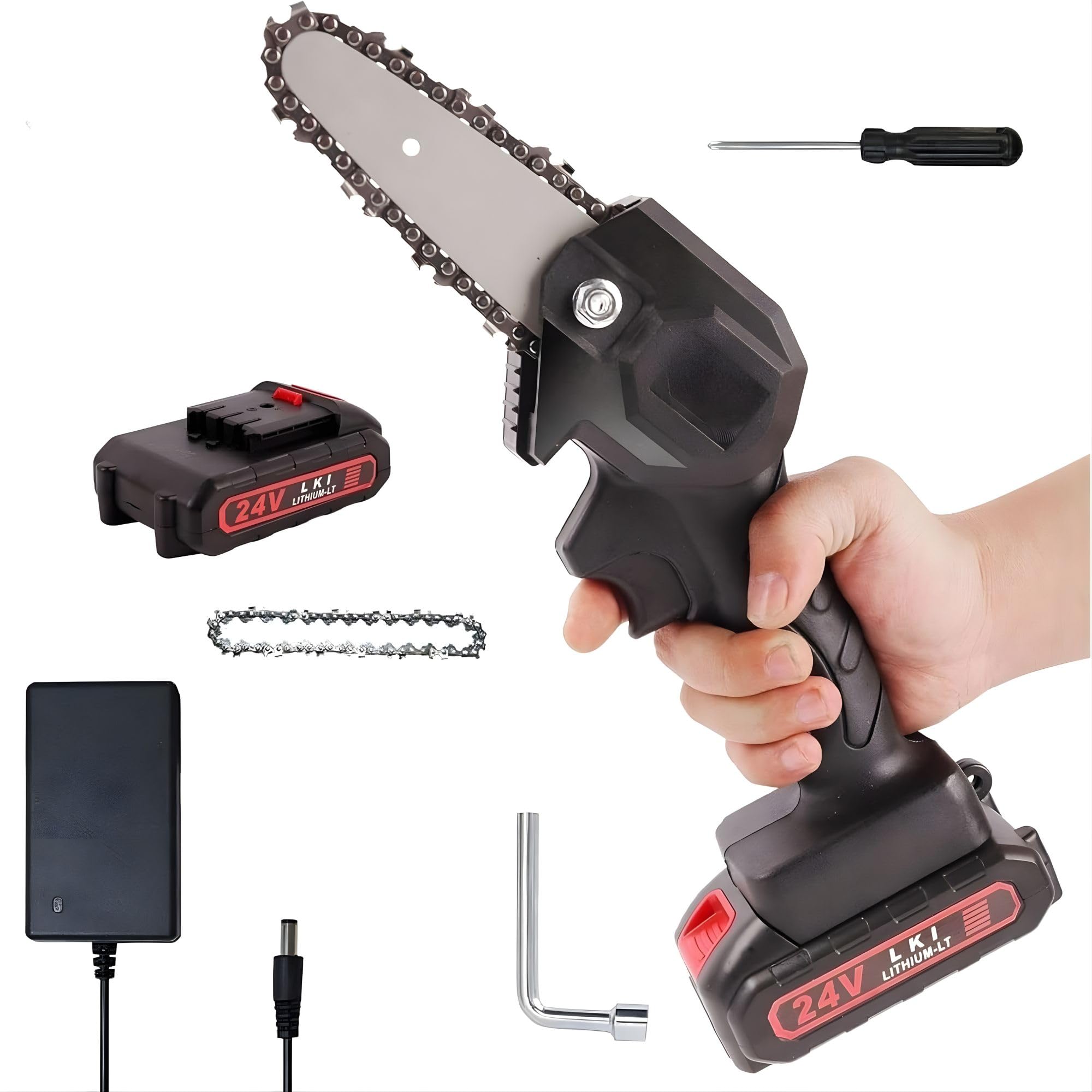 Drumstone (𝟏𝟓 𝐘𝐞𝐚𝐫𝐬 𝐰𝐚𝐫𝐫𝐚𝐧𝐭𝐲) Mini Cordless Chainsaw 4 Inch | Battery Powered Electric Pruning Saw with 2 Batteries | One-Hand Portable Handheld Chainsaw-image-20