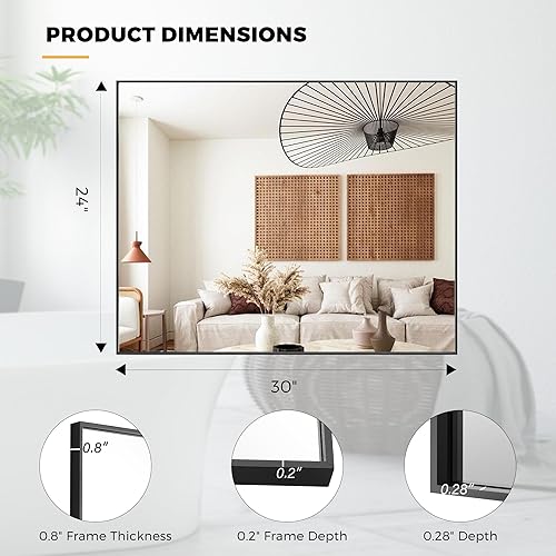 Miniatura 111 de Espejo de baño dorado naranja de 30 x 30 pulgadas para pared, espejo rectangular rectangular con marco de aluminio, moderno grande para dormitorio