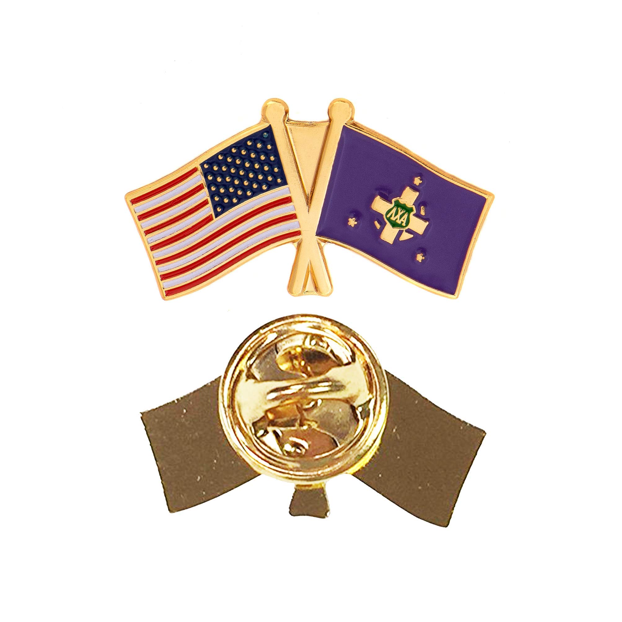 Lambda Chi Alpha USA Lapel Pin Greek Letter Fraternity Enamel Formal Wear Blazer Jacket - Double Flag Pin