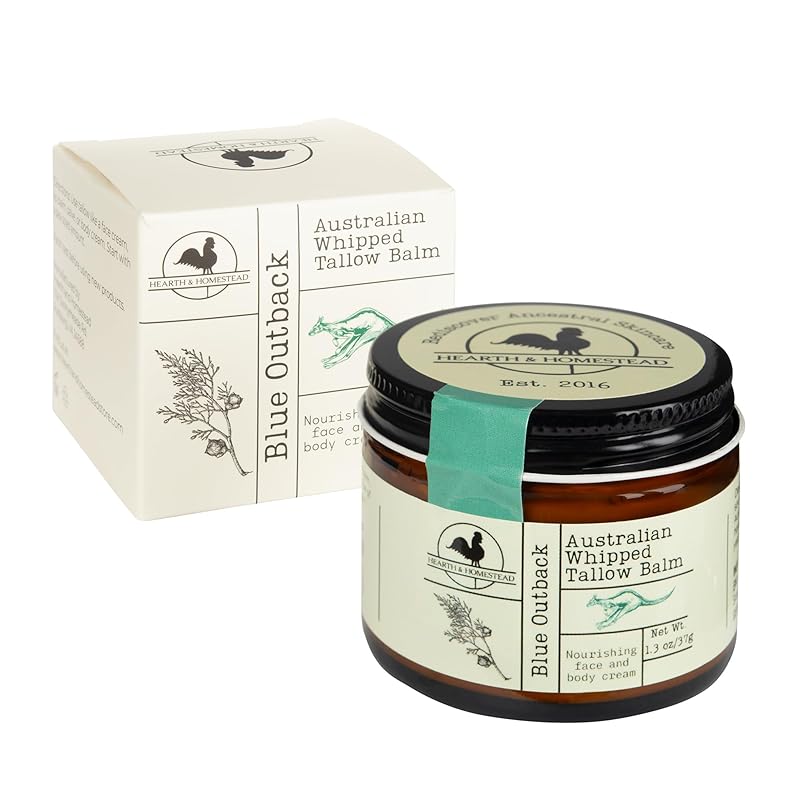 Handmade "Blue Outback" Australian Whipped Tallow Balm with Emu, Jojoba, Sandalwood, and Blue Cypress - 1.3 oz -