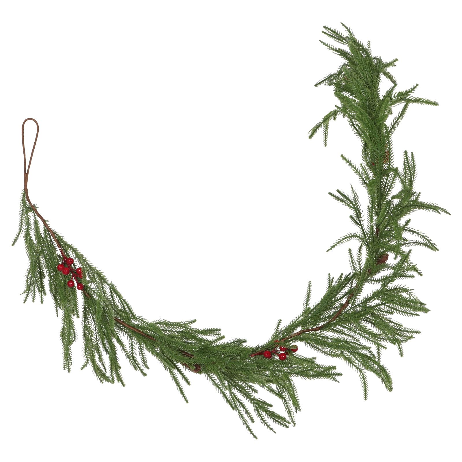 OUNONA Künstliche Norfolk-kieferngirlande für Treppe und Kaminsims Weihnachtsdekoration Drinnen und Draußen Naturgetreues Grün Realistische Winterpflanze Hochzeitsgirlande für Innenbereic