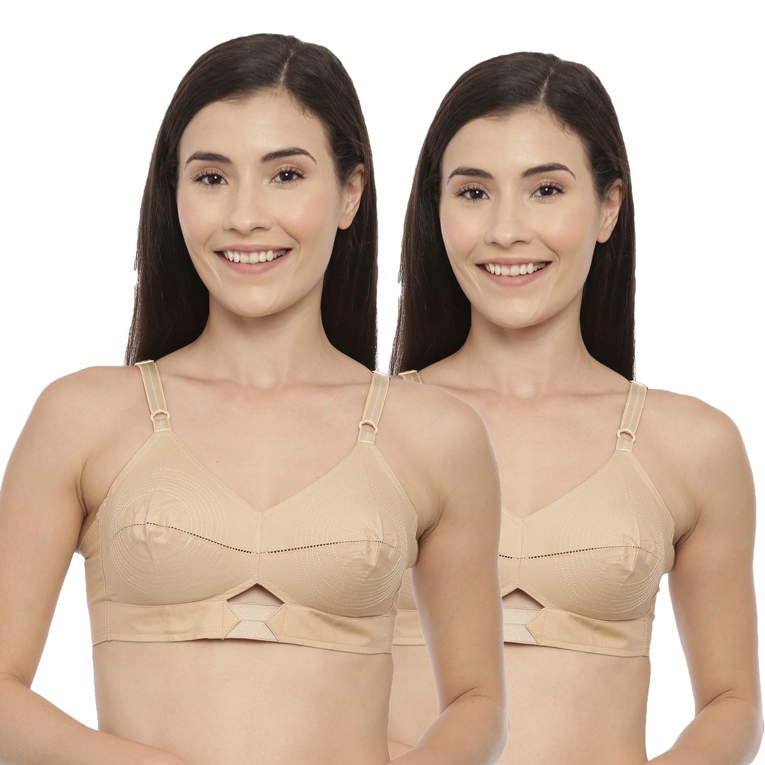 BLOSSOM Women's Seamed Single Layered Full Coverage Non Wired Non Padded 100% Cotton, Conical Cup, Back Closure, Everyday Bra_PRIYASAJINI