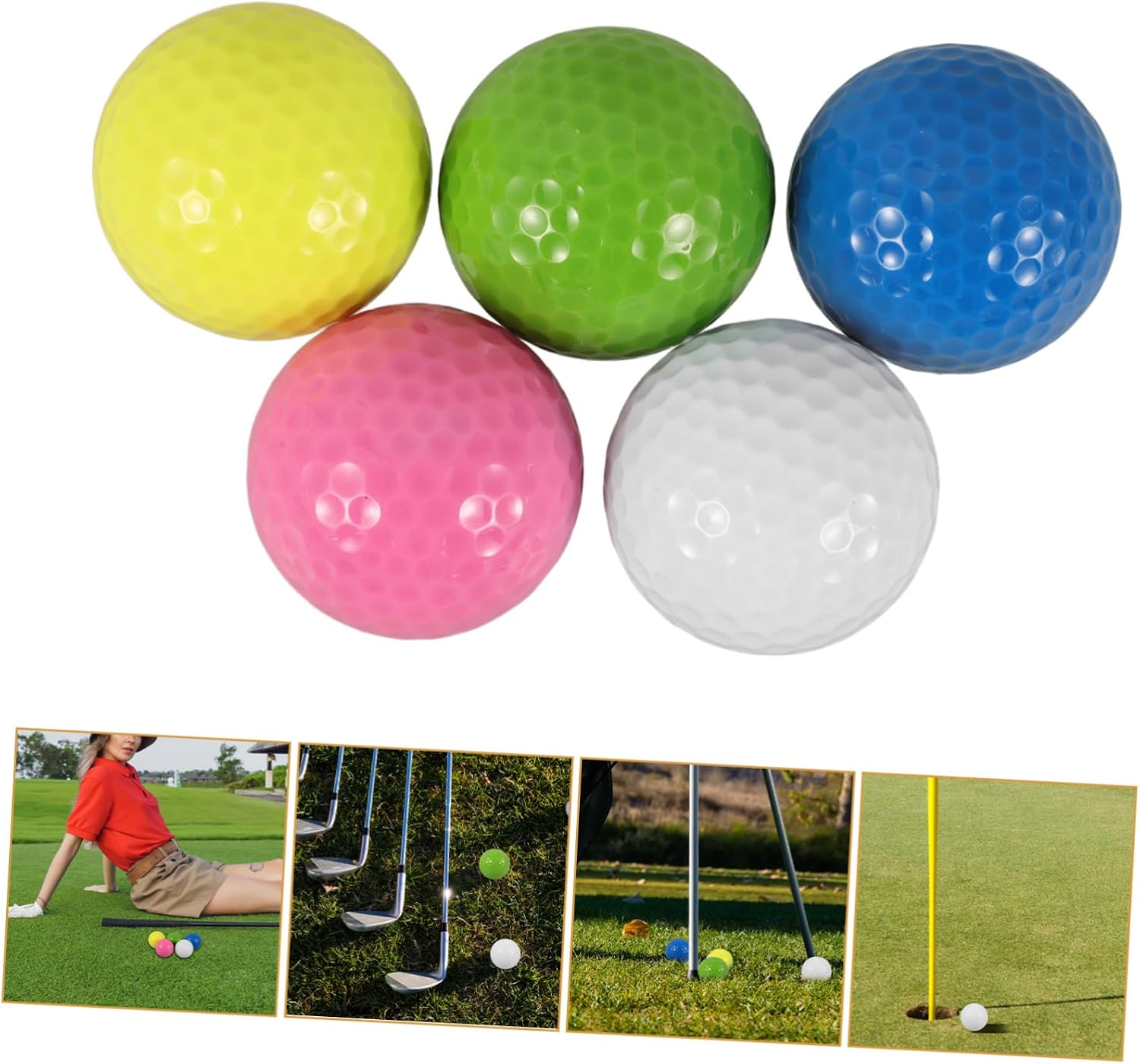 5pcs Golfing Practice for Indoor and Outdoor Training Lightweight for Beginners and Boys and Girls High Visibility Colors Green Yellow White