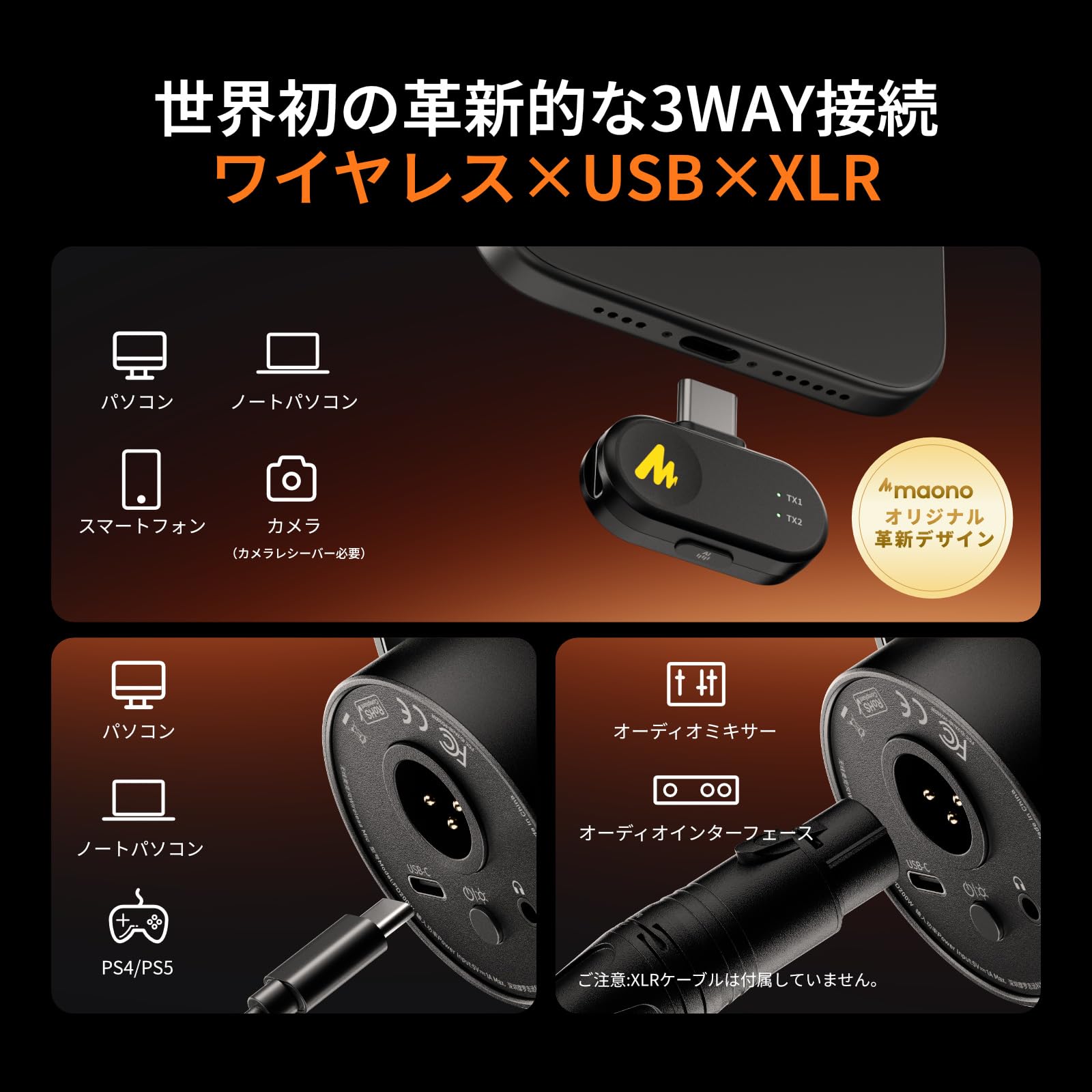 Amazon.co.jp: MAONO ワイヤレスポッドキャストマイク ワイヤレス/USB