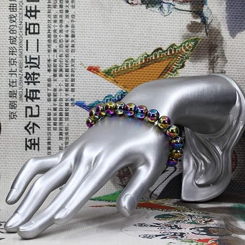 Miniatura 3 de Amandastone Pulsera elástica de cuentas redondas de 0.394 in con piedras preciosas naturales de 7 pulgadas