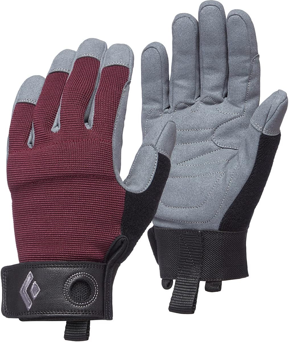 Black Diamond Women's Crag Gloves: Breathable Stretch Mesh, Durable Synthetic Leather Palm for Belaying & Via Ferrata