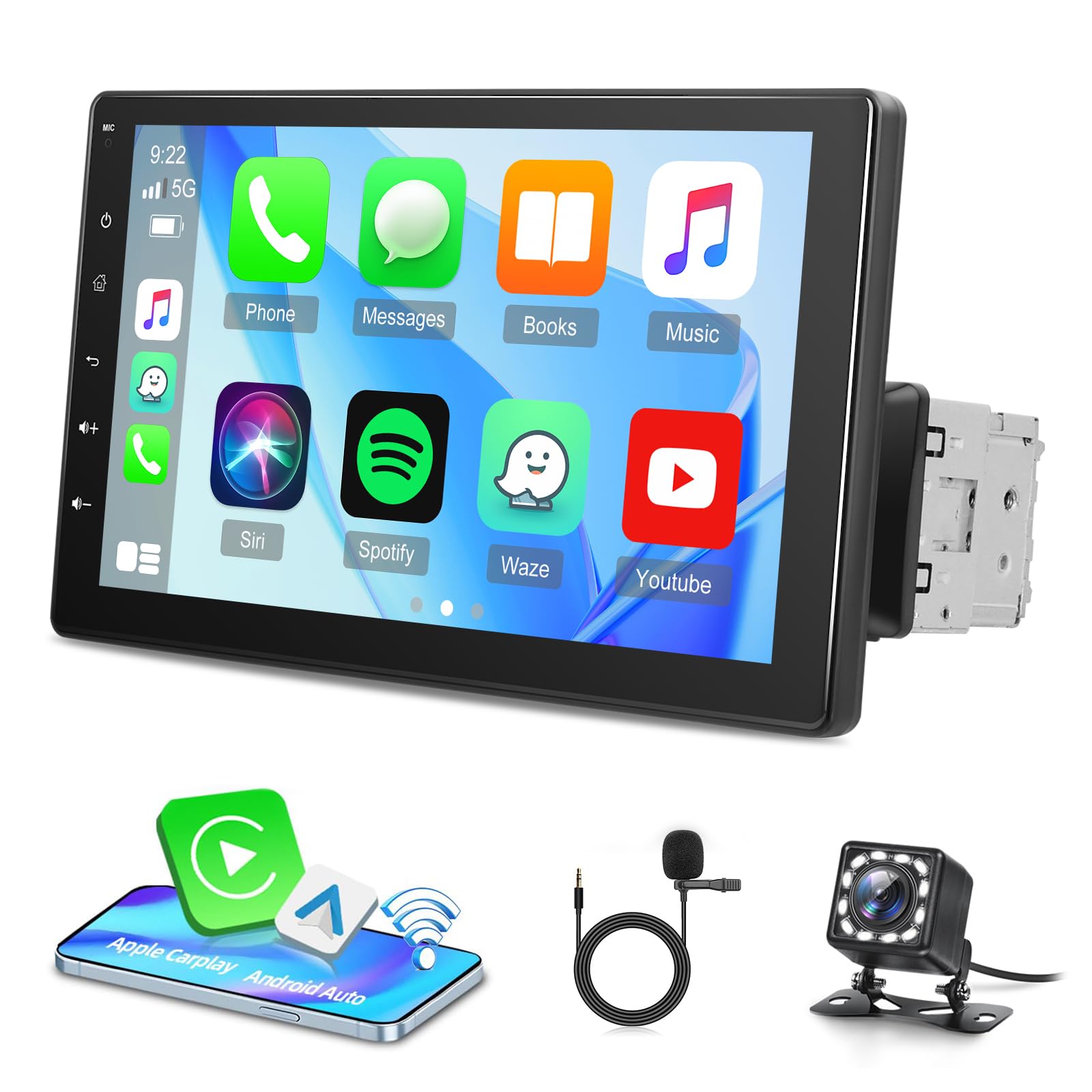 NHOPEEW Autoradio 2 DIN Con CarPlay E Android Auto – Radio Con Schermo Touch Da 7 Pollici – Mirror Link, FM, Comandi Al Volante, USB, AUX + Telecamera Posteriore AHD - 14