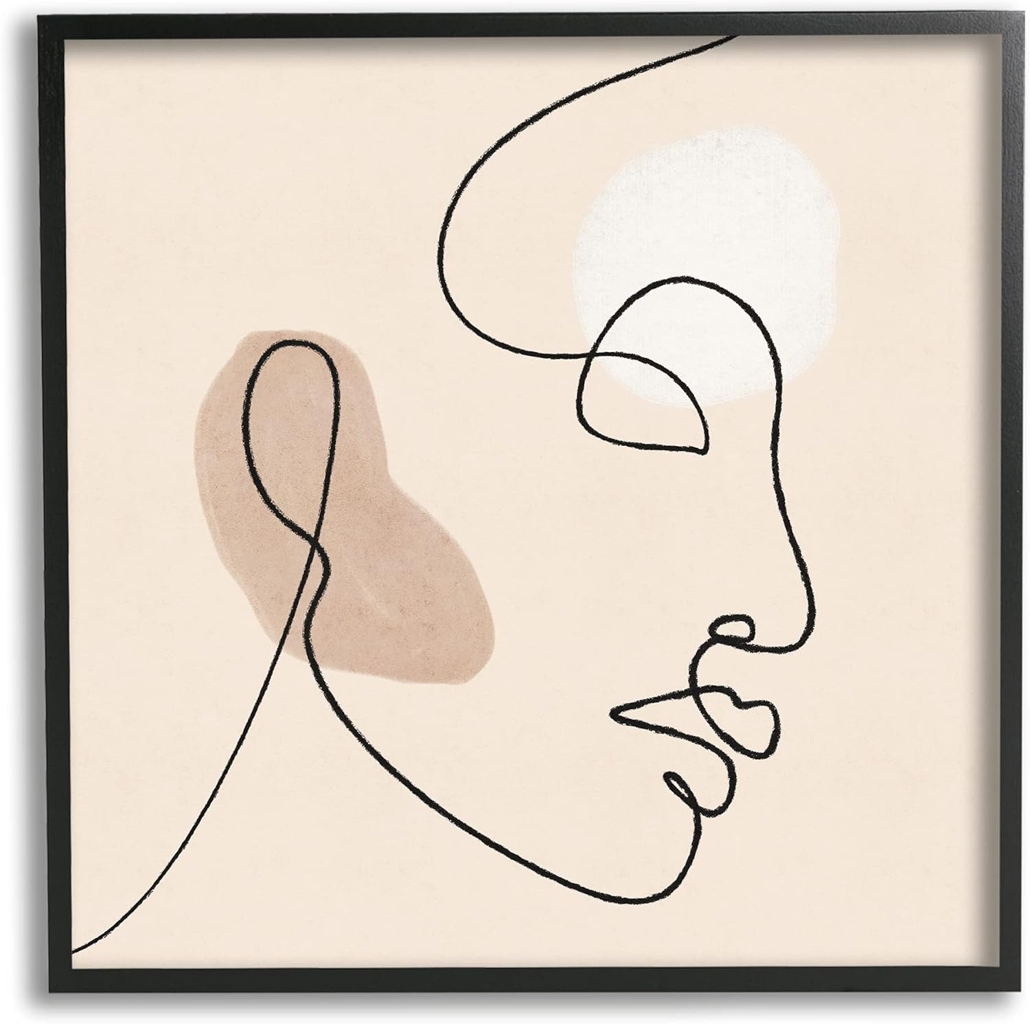 Stupell Industries Minimal Face Line Drawing Abstract Brown Tan Shapes