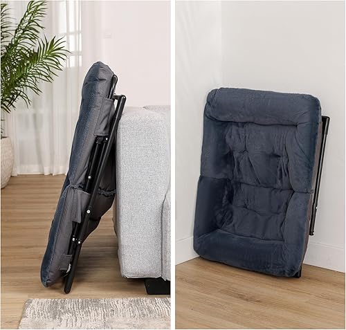 Miniatura 8 de Cómoda silla platillo para adultos, silla de dormitorio de piel sintética suave con otomana, sillas de dormitorio decorativas, sillas de lectura