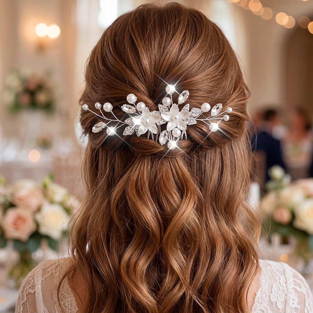 Catery Flower Bridal Hair Comb Wedding Hair Pieces Accessories for Brides