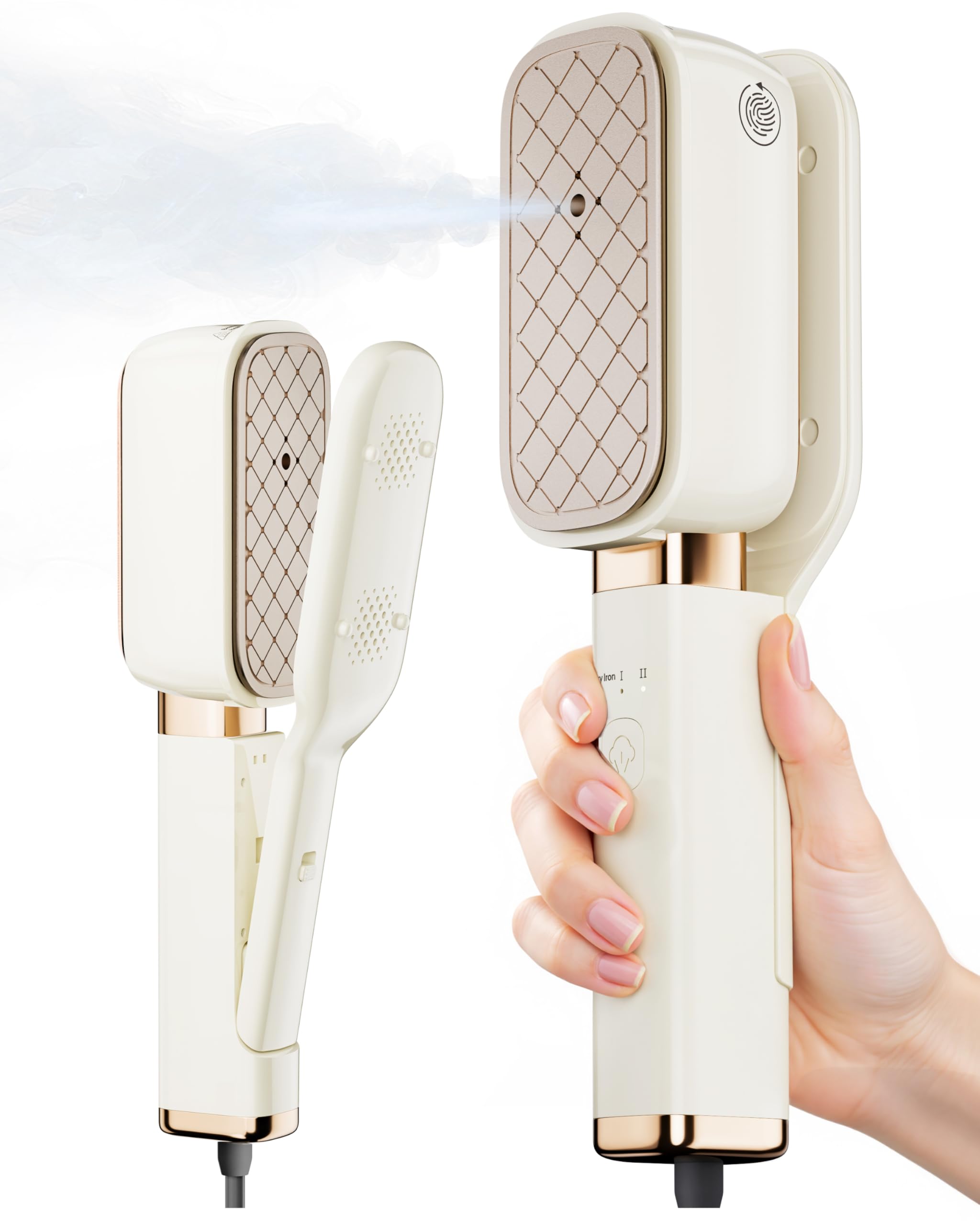 Vaporizador de viaje Orsithc para ropa, 15 segundos de calentamiento, 1000 W, portátil, plancha de vapor, 3 en 1, eliminación de arrugas profundas, guantes protectores de calor, bolsa de almacenamiento, diseño de asa abatible de 180 grados para viajes y hogar.
