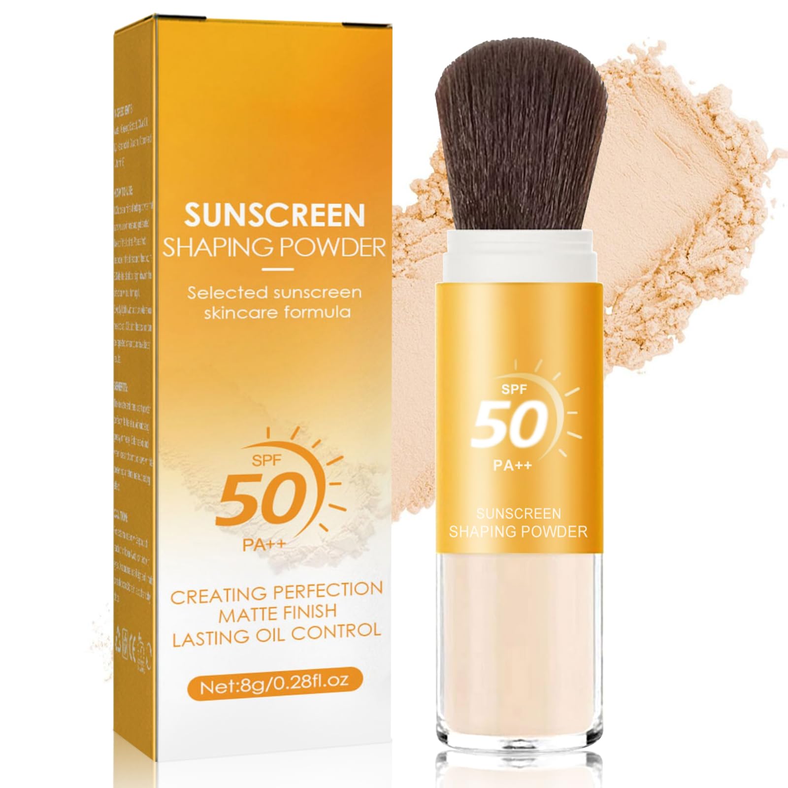 Mineral Sunscreen Setting Powder, SPF 50++ Mineral Setting Powder Sunscreen for Face with Soft Brush Powder Sunscreen for Scalp Matte Face Powder (1PC, 1.02 * 1.02 * 4.29) 1 Pcs