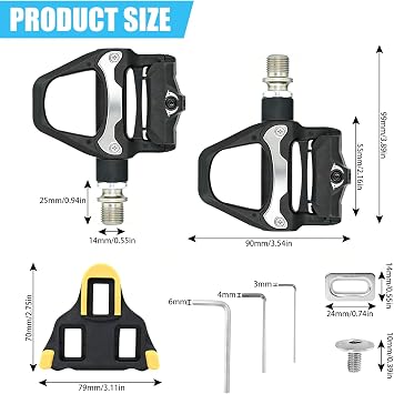 Bicycle Pedals Set, SPD-SL Clipless Pedals & 2 Cleats Compatible with Shimano SDP Pedals 9/16