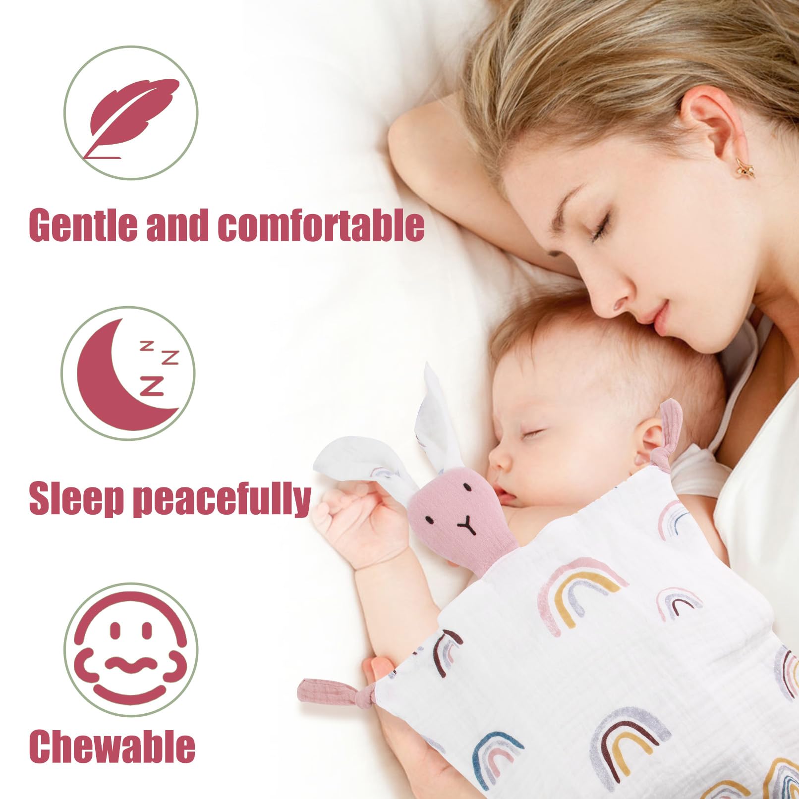 ORUZA Baby Comforters Blanket, Baby Comforters Rabbit Baby Blanket, Baby Comfort Blanket for Infant Toddler Newborn Boys and Girls - Image 4