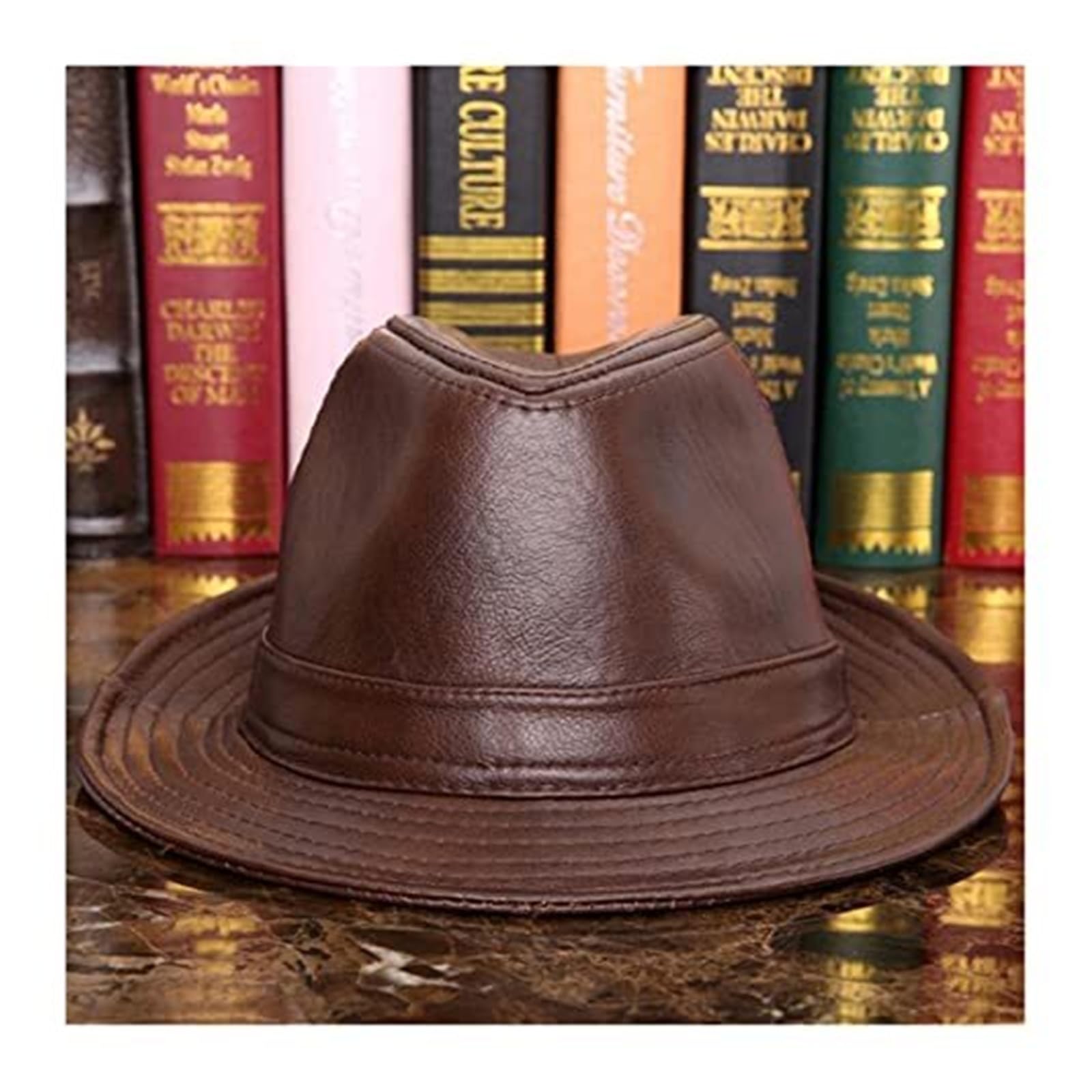 Men's Flat Cap Hats, Unisex Vintage Leather Driving - Irish Style (Black, 57-58cm)(57-58cm; Coffee)