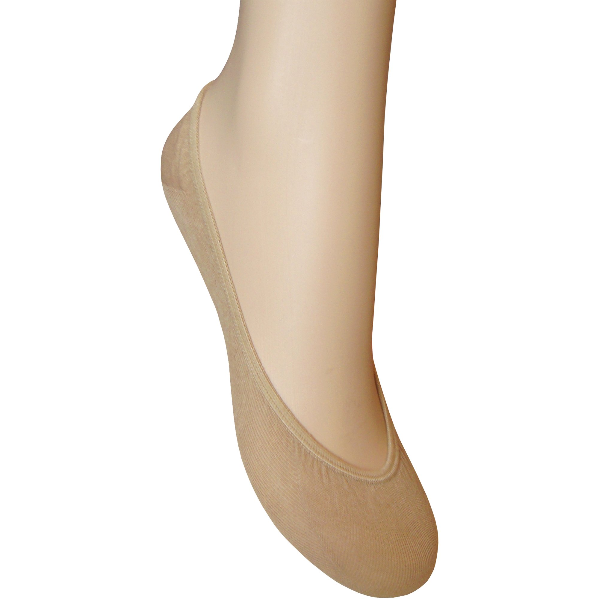 Teddyt's Women's Natural Tan Silky Invisible Cotton Footsies Liners (3 Pair Multi Pack)