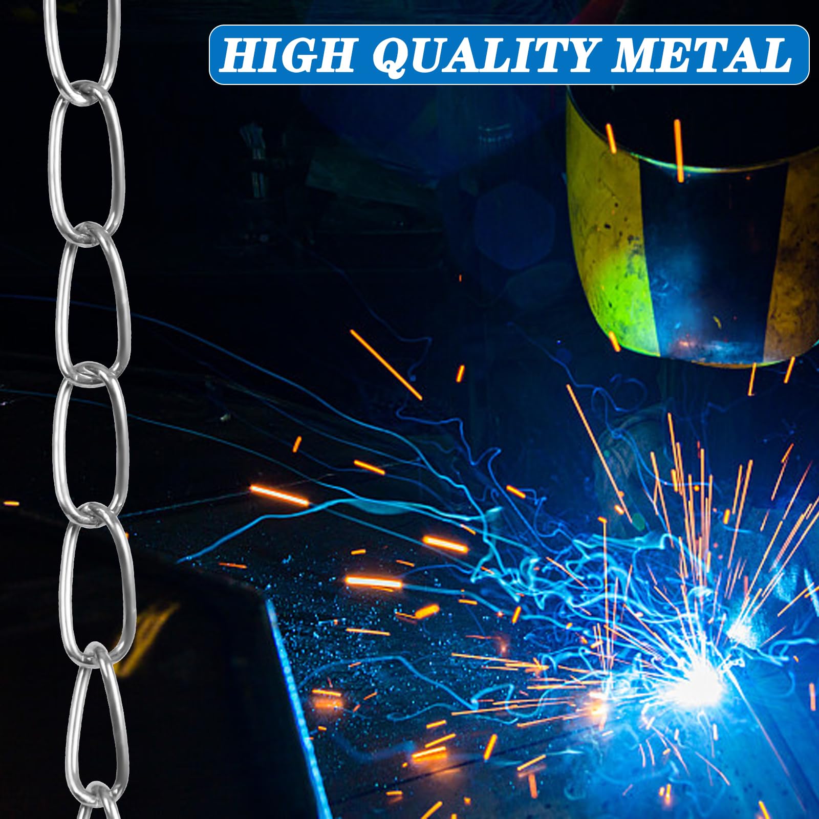 60ft Galvanized Steel Hanging Jack Chain Silver Metal Link Chain Roll Spool — Amazon image 5