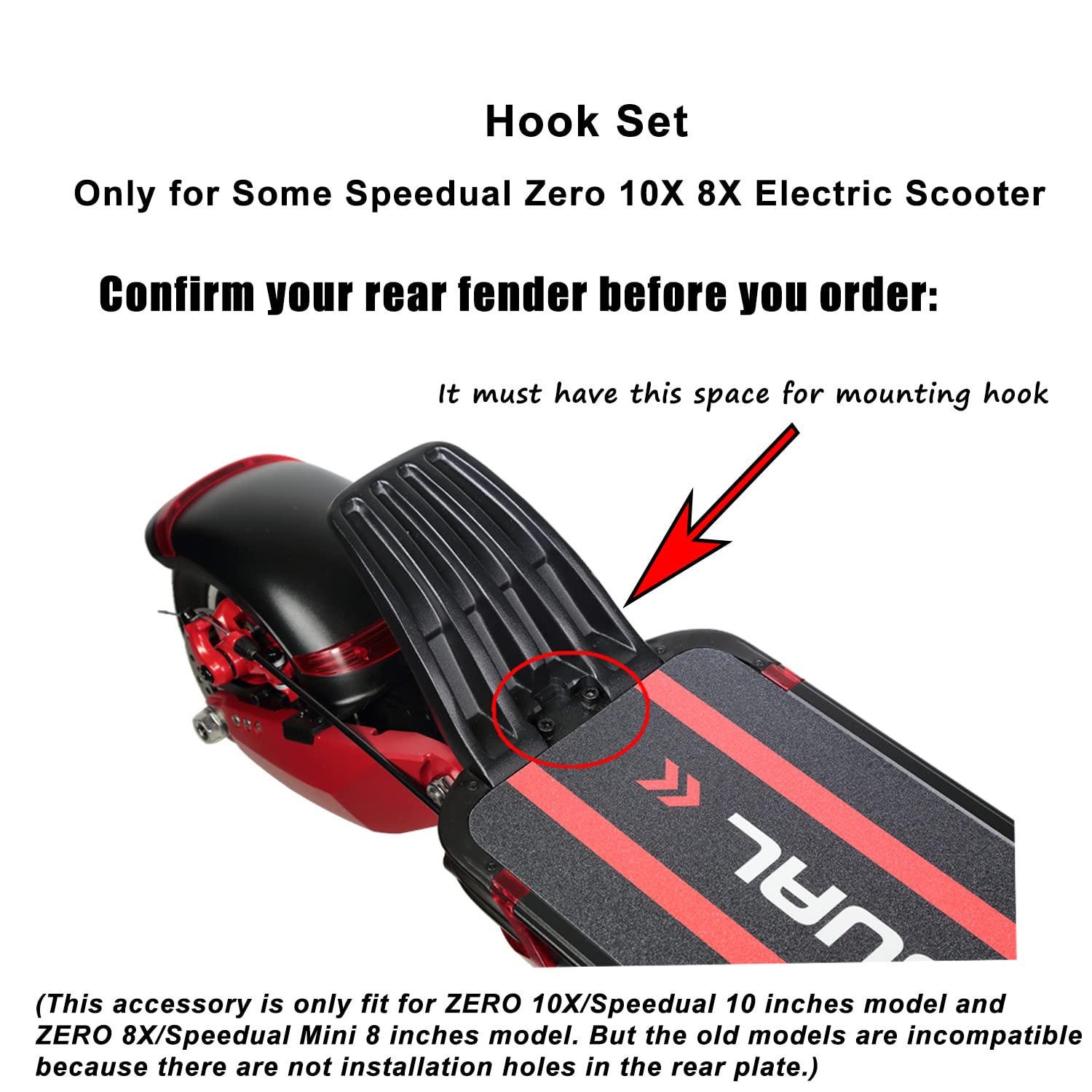 Kit de Gancho Plegable para Zero 10 x 8 x Speedual Ajustable Bloqueo Kit de fijación Accesorio Varilla Barra Plegable Scooter eléctrico Piezas de Repuesto Patinete