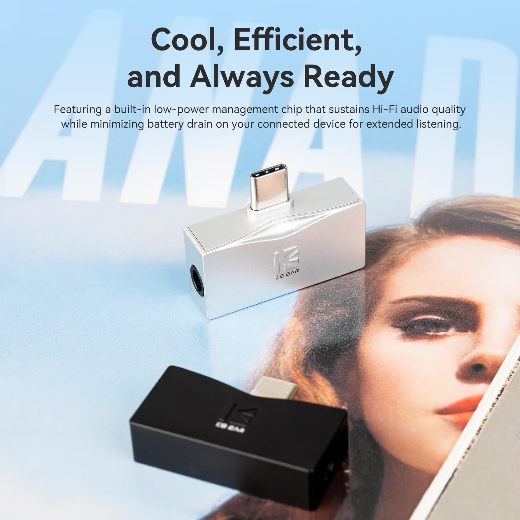 Yinyoo KBEAR Luma TC06 Amplificateur pour Écouteurs, Mini Ampli DAC Portable, Sortie USB C vers 3.5mm/4.4mm Équilibrée, Haute Résolution 32bit/384kHz, Ampli HiFi pour Smartphone/PC (Noir)