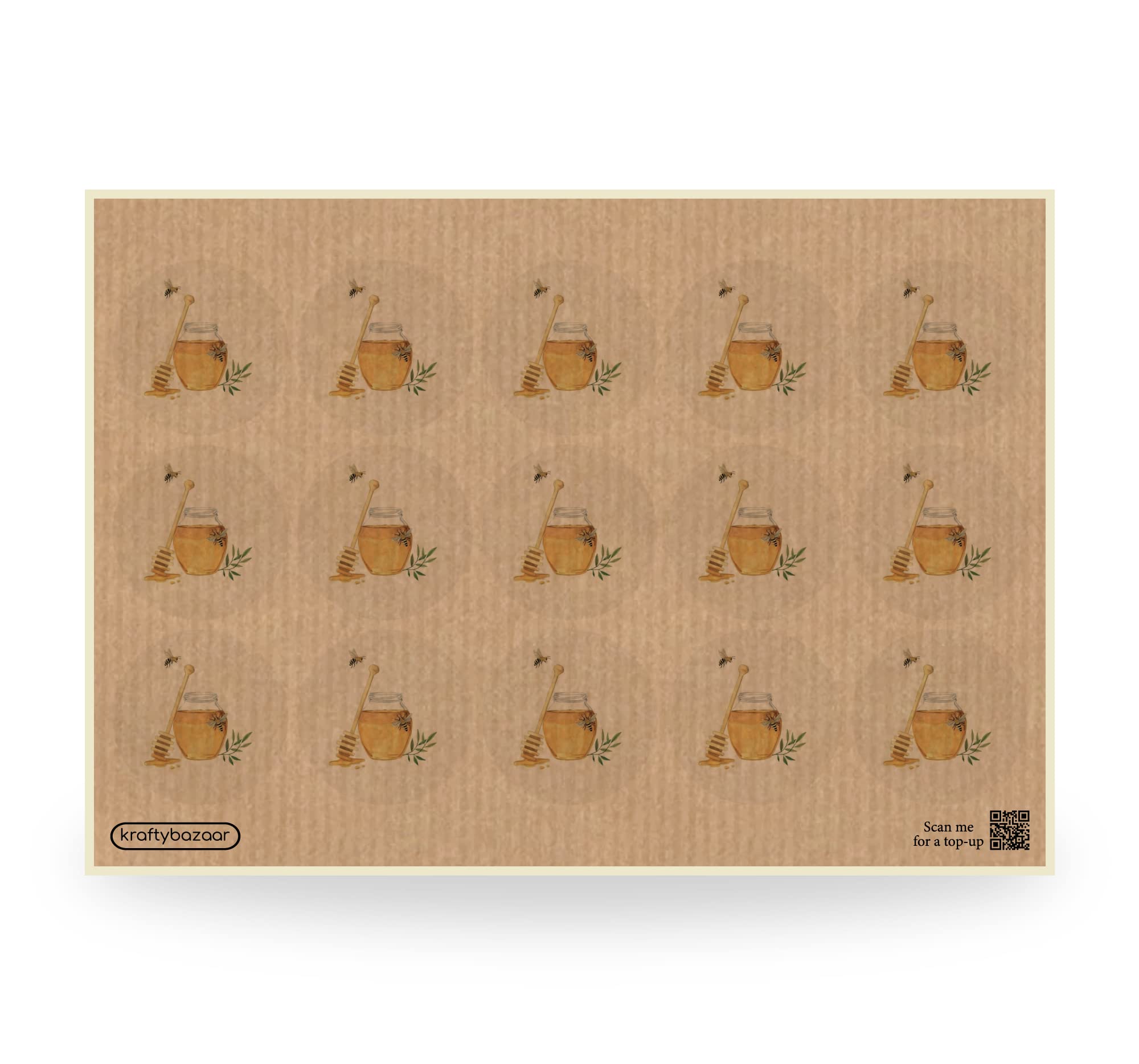 Honey Bee Jar Paper Labels, 37mm Self-Adhesive Stickers, Multipack Plants Craft Decor Labels (Kraft Paper Labels, Pack of 180 Labels)