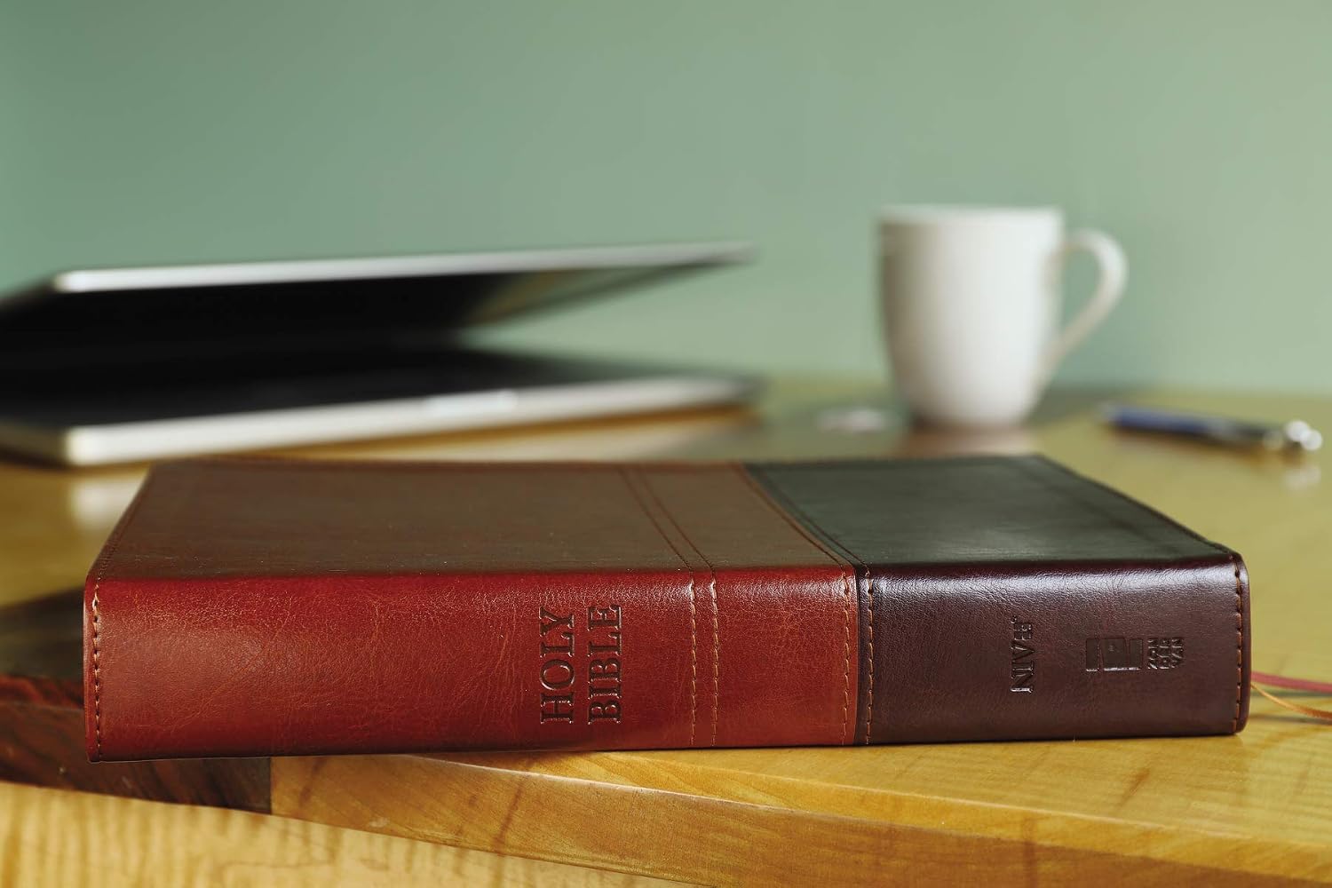 NIV, Reference Bible, Giant Print, Leathersoft, Brown, Red Letter, Thumb Indexed, Comfort Print