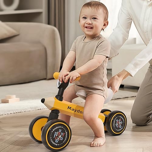 Miniatura 4 de Maydolly Bicicleta de equilibrio para bebés, juguetes para niños de 1 año, niñas de 10 a 24 meses, 4 ruedas para regalos de primer cumpleaños