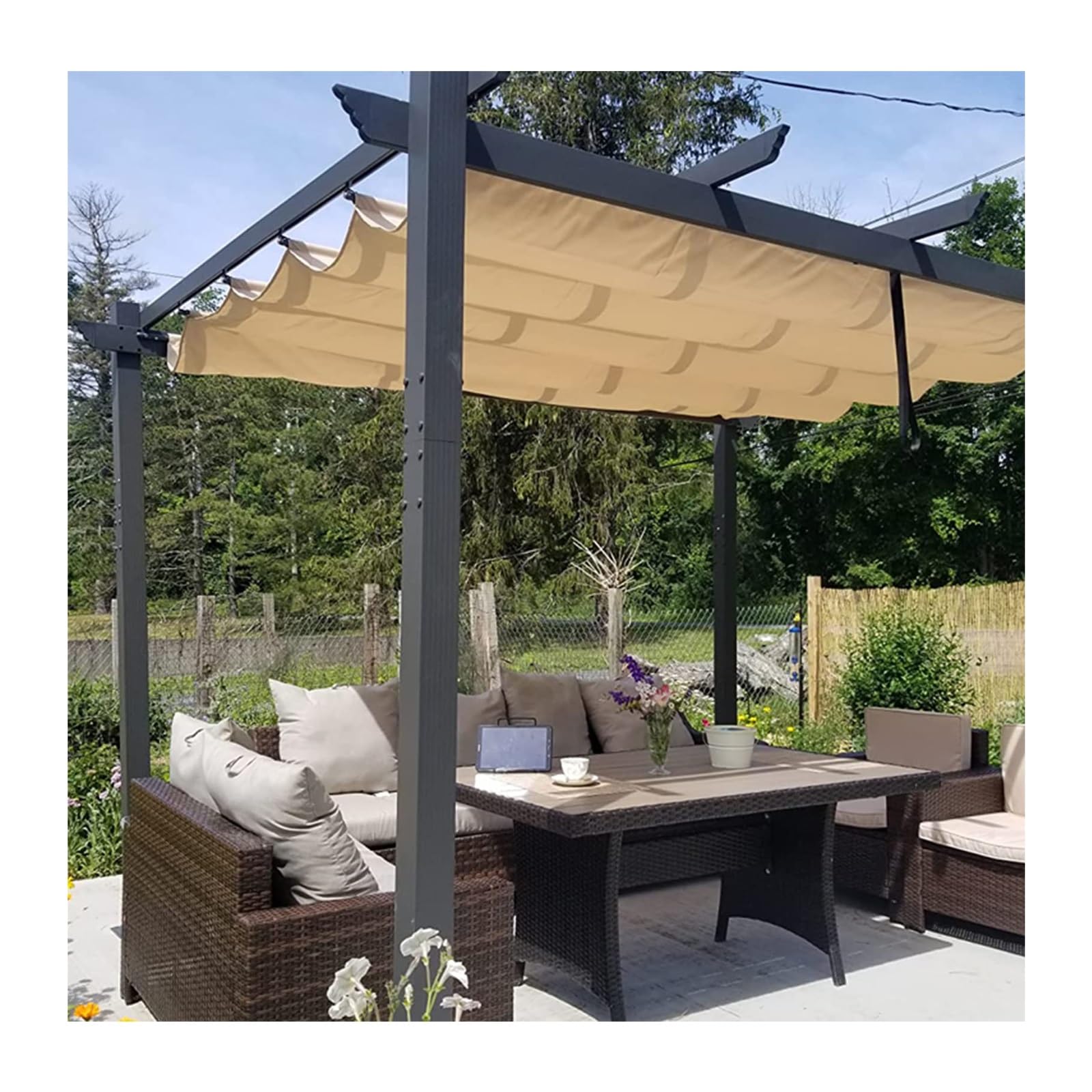 Pare-soleil en U pour pergola 0.8x3m store rétractable terrasse balcon