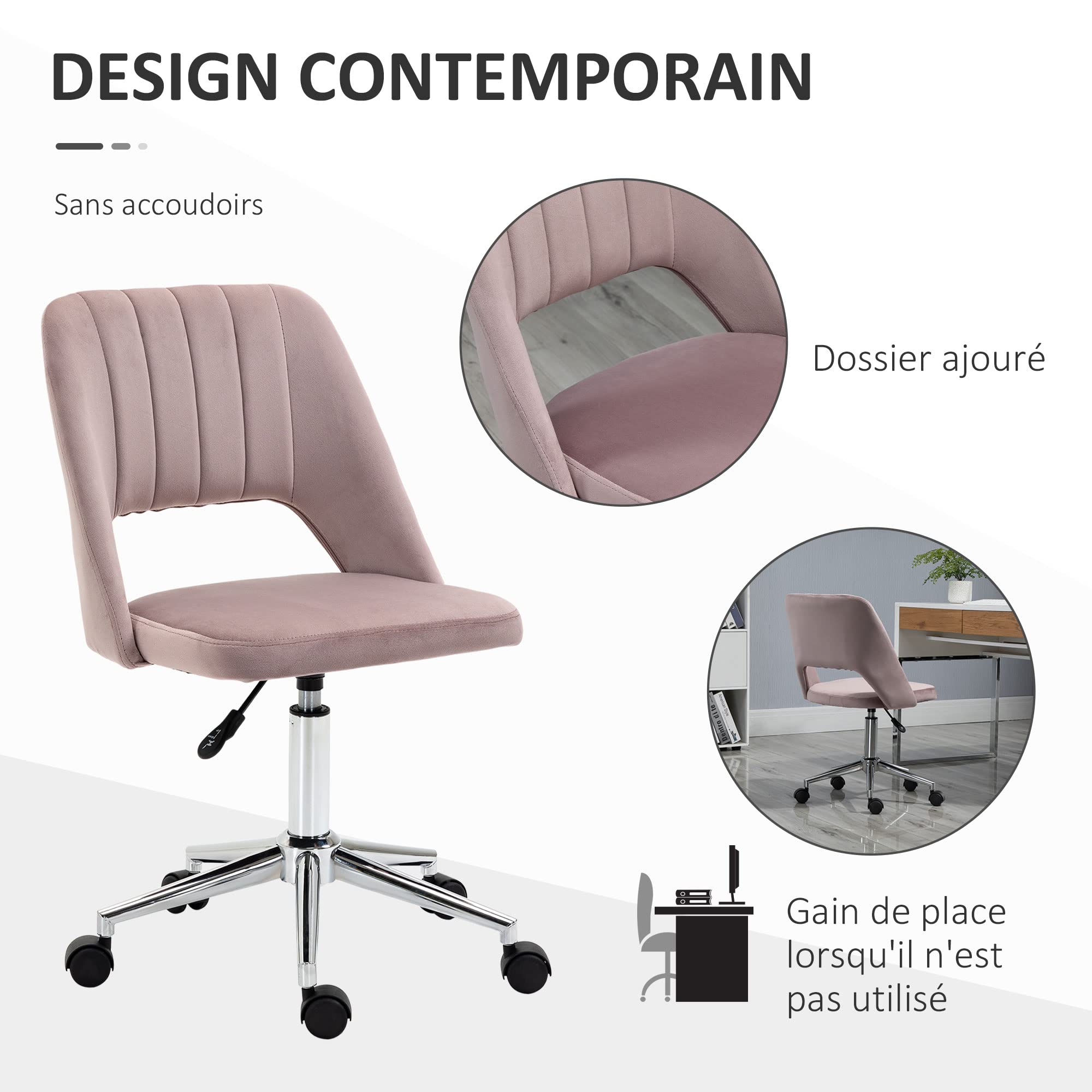 Vinsetto Bureaustoel, Draaistoel, Groot Comfort, Verstelbare