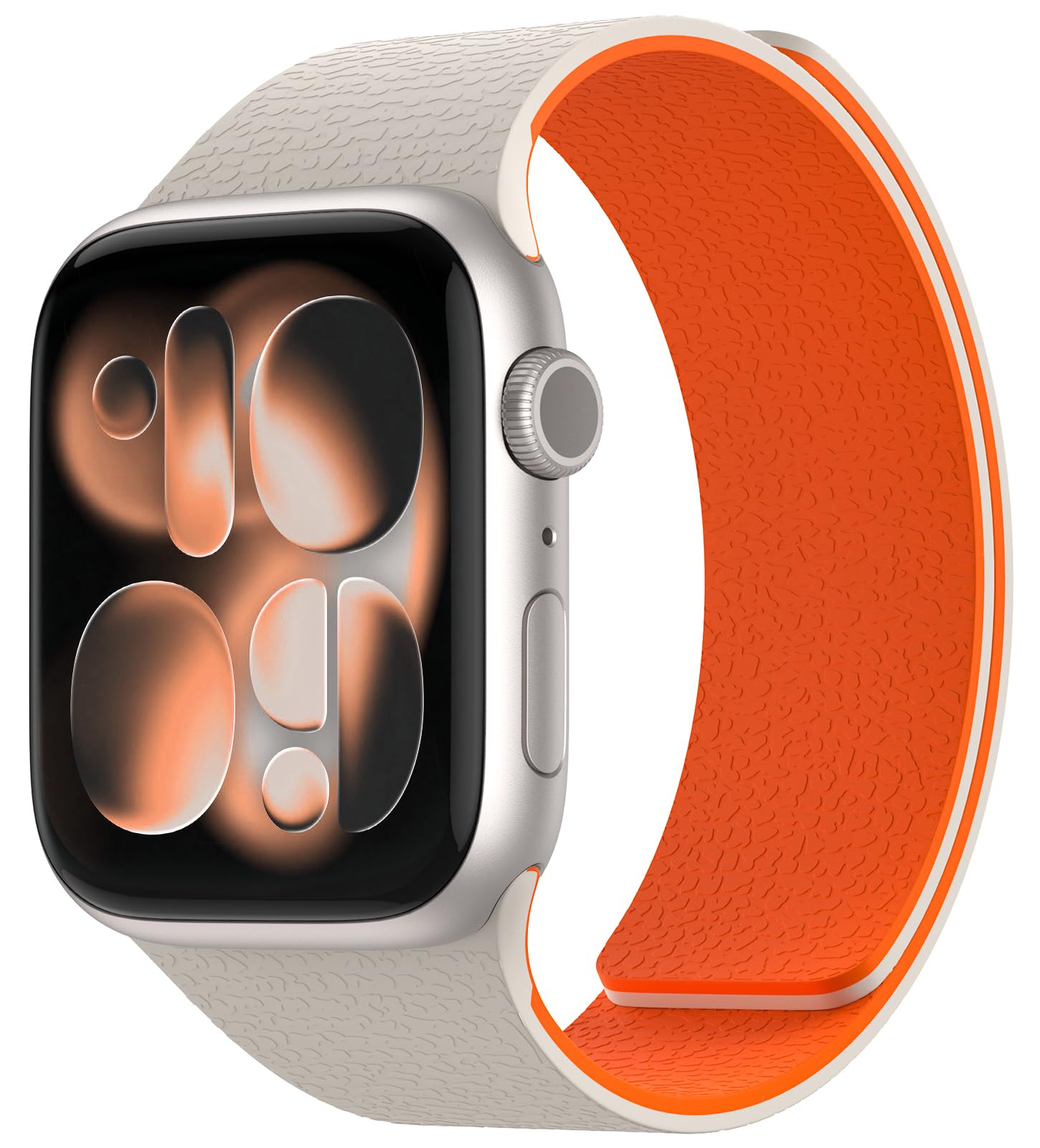 Nereides Compatible with Apple Watch Straps 42mm 41mm 40mm 38mm, Soft Magnetic Silicone Replacement Band for iWatch Series 11 10 9 8 7 6 5 4 SE SE2 SE3 3 2 1 (Black+Orange) — view 20