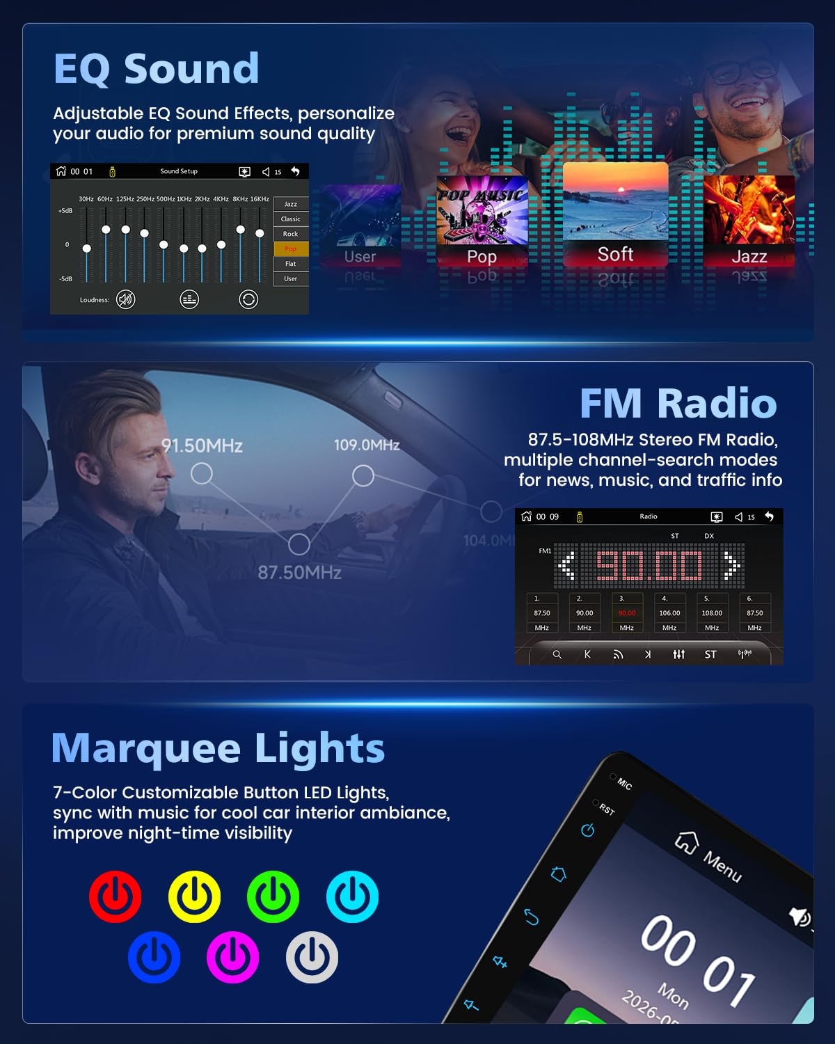 Hikity Radio samochodowe 9 cali do Peugeot 207 2006-2015 Carplay