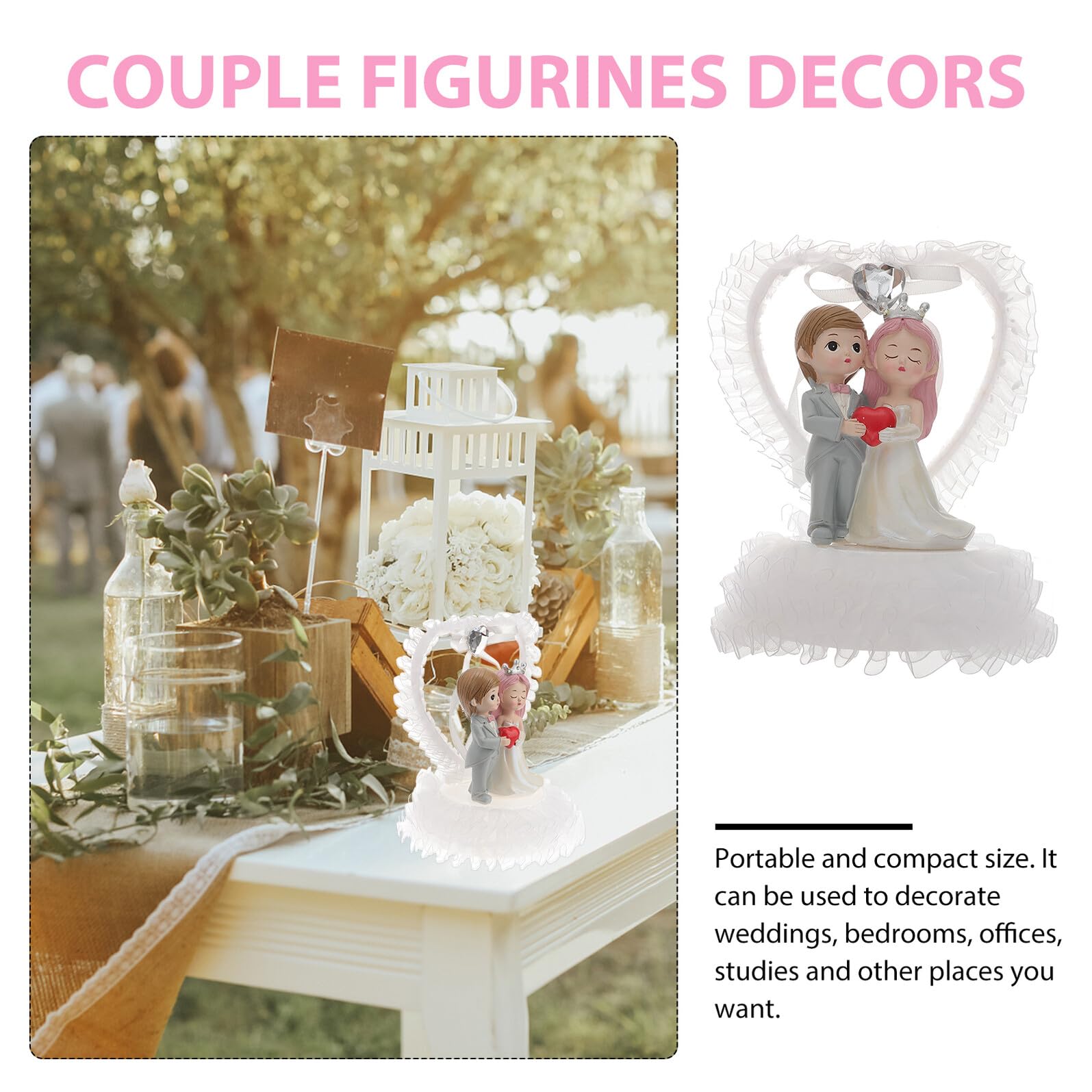 Harz Hochzeitstorte Dekor Braut Bräutigam Figur Kompakte Paar Dekoration für Hochzeitsfeier und Jubiläum Leichte Reinigung