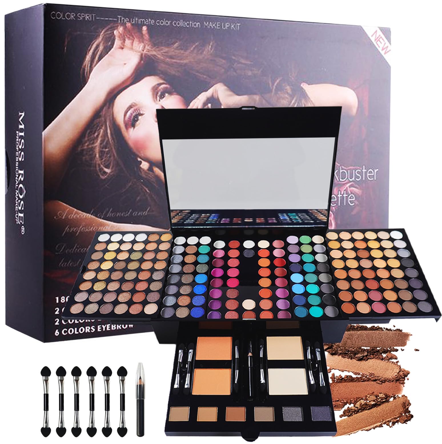 Pure Vie Professional 180 Colors Large Eyeshadow Concealer Blush Lip Gloss Palette Makeup Contouring Kit for Salon and Daily Use-image-41
