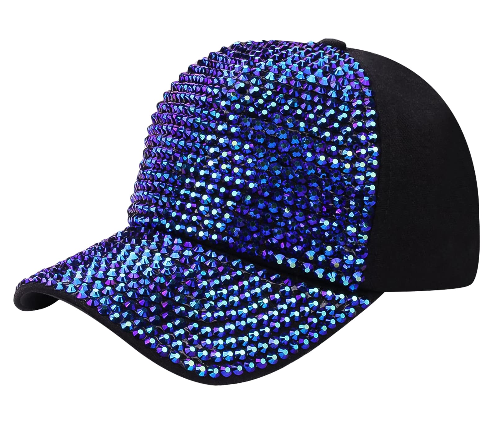 Bling Rhinestone Baseball Hat Cap for Women Sparkle Breathable Sun Hat with Adjustable Snapback