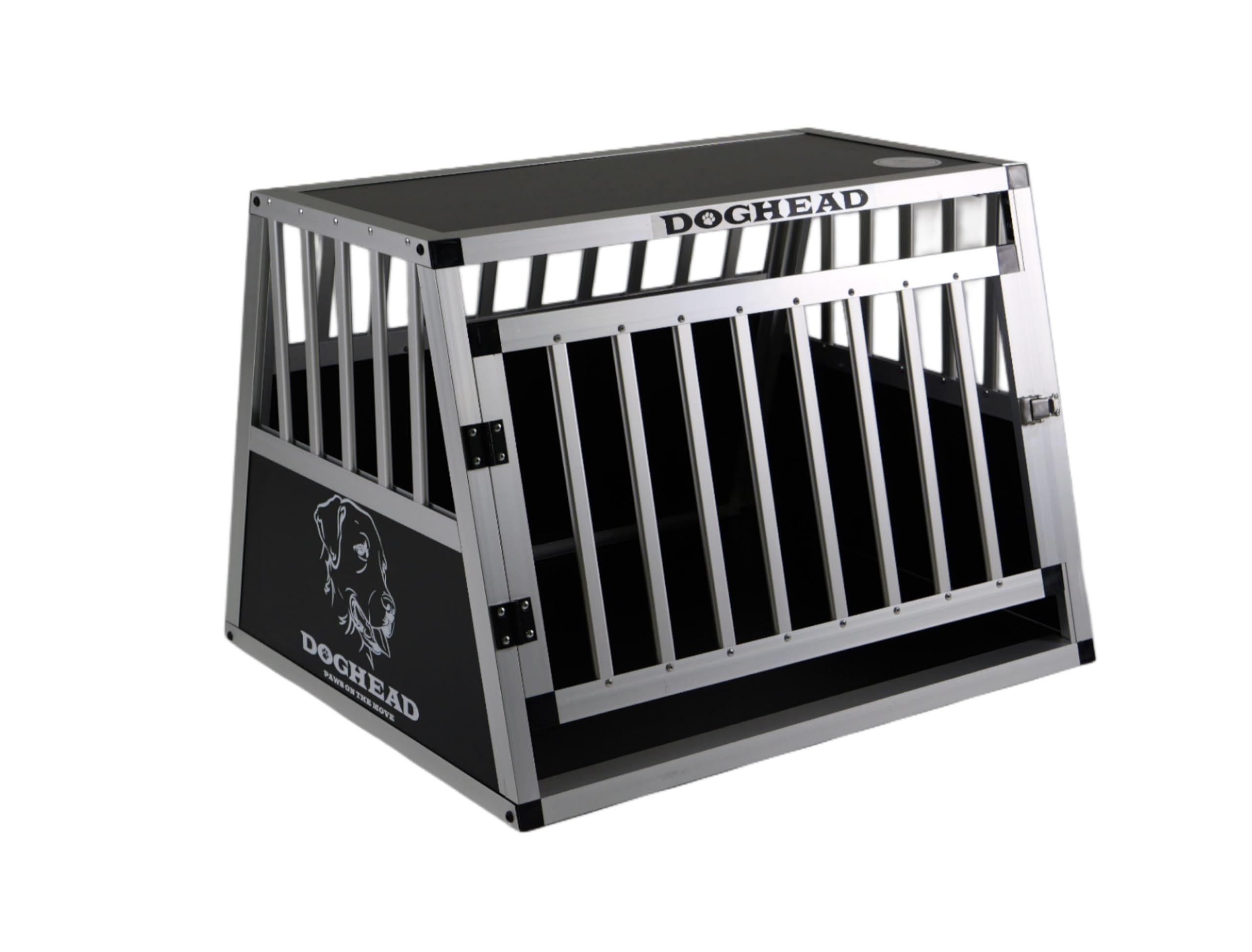 DOGHEAD - Trasportino per cani, in alluminio, 70 x 60 x 50 cm, colore: Nero/Argento