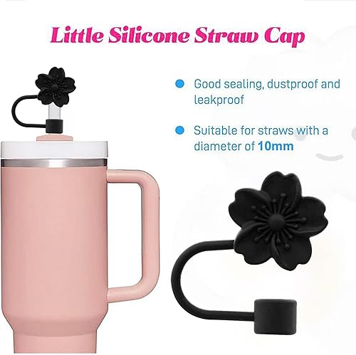 Miniatura 12 de Tapa de popote para copa Stanley, cubierta de paja de silicona de 0.394 in 0.4 pulgadas, tapas de puntas de popote reutilizables, cubiertas de punta