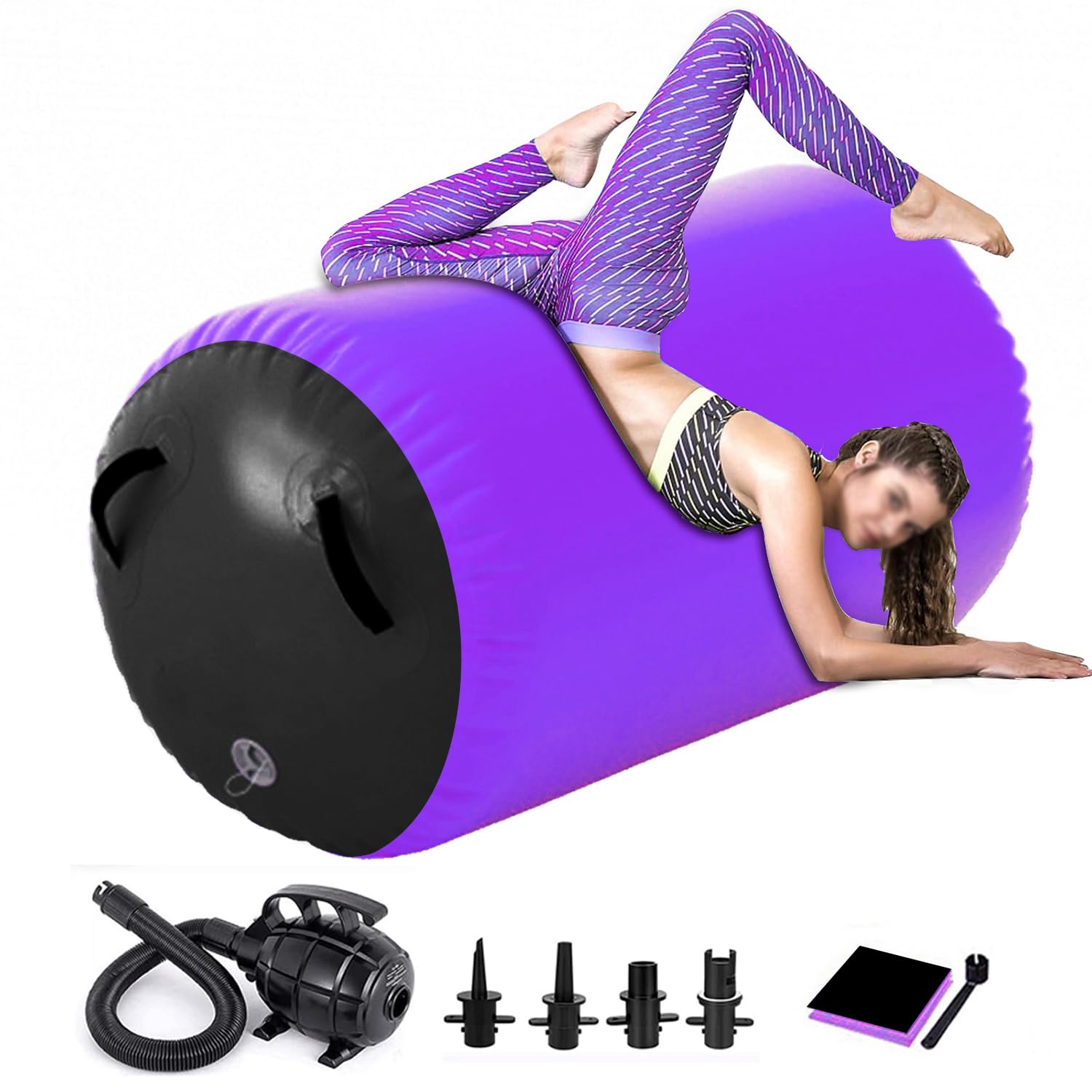 Gymnastics Air Roller Air Barrel Inflatable Tumbling Mat,Back Handspring Training Mats For Home Use, Gym Training, Cheerleading With Electric Pump