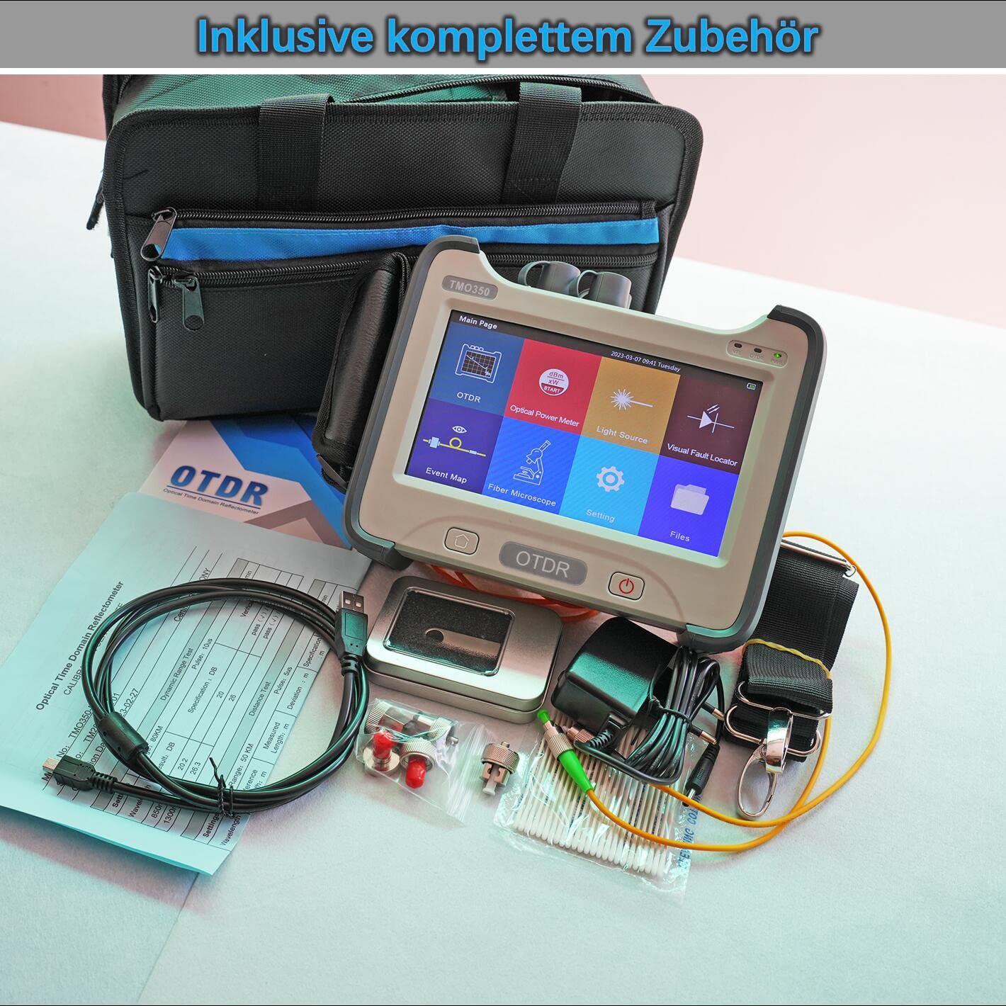 OTDR messgerät MM 850/1300nm 20/26dB, Multifunktions LWL OTDR Multimode+OPM+VFL+OLS+Event Map mit SC FC ST LC Adaptern