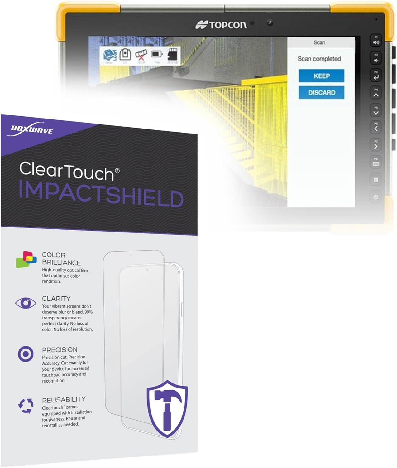 BoxWave Screen Protector Compatible With Topcon FT-100 - ClearTouch ImpactShield (2-Pack), Impenetrable Screen Protector Flexible Film